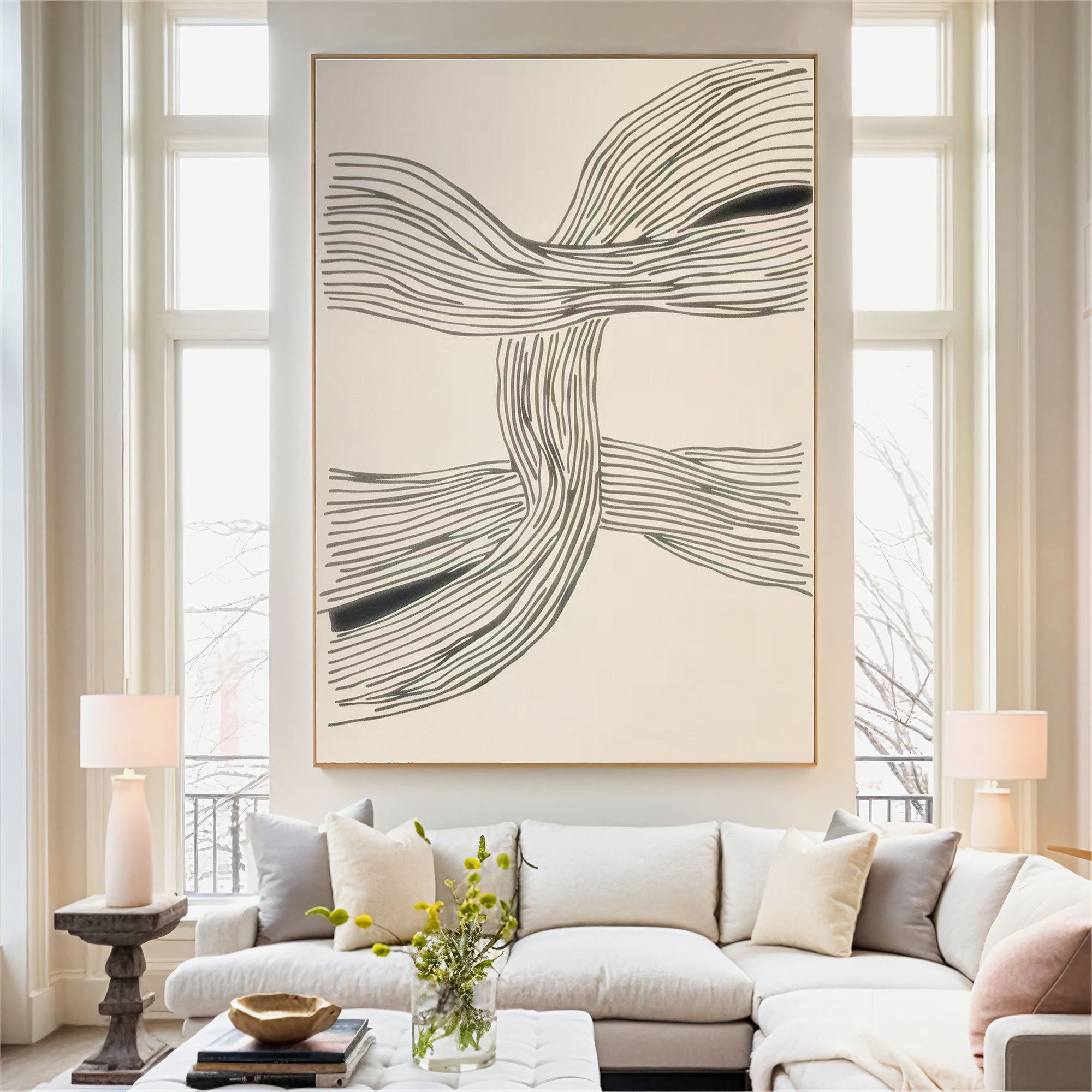 Textured Line Dynamism | Grey Beige