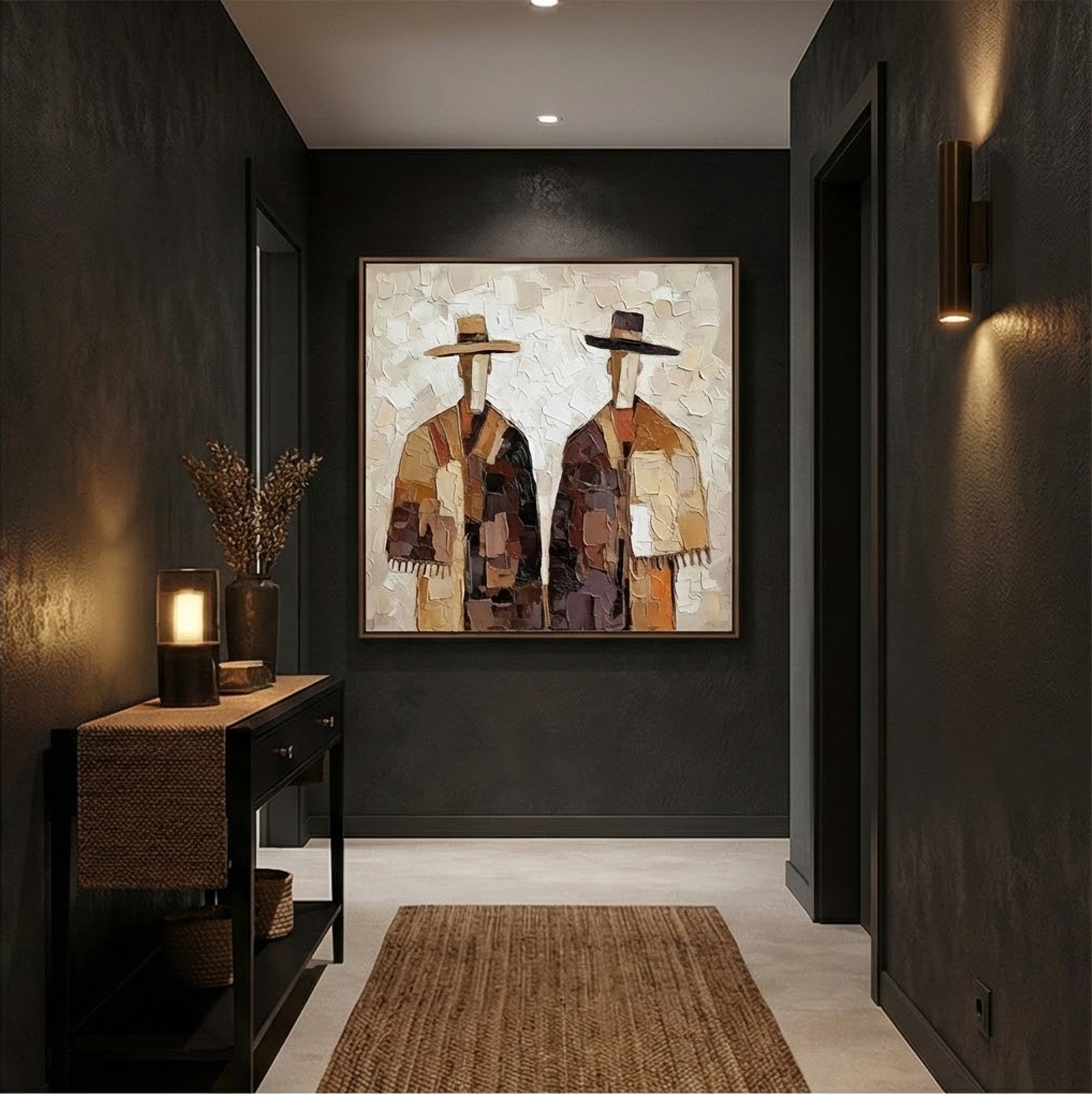 Textured Rustic Figures | Hat Silhouettes