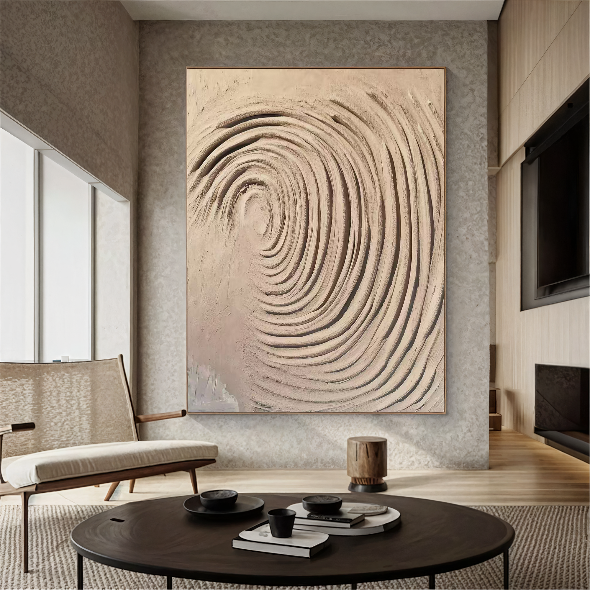 Textured Spiral Opulence | Beige Grey