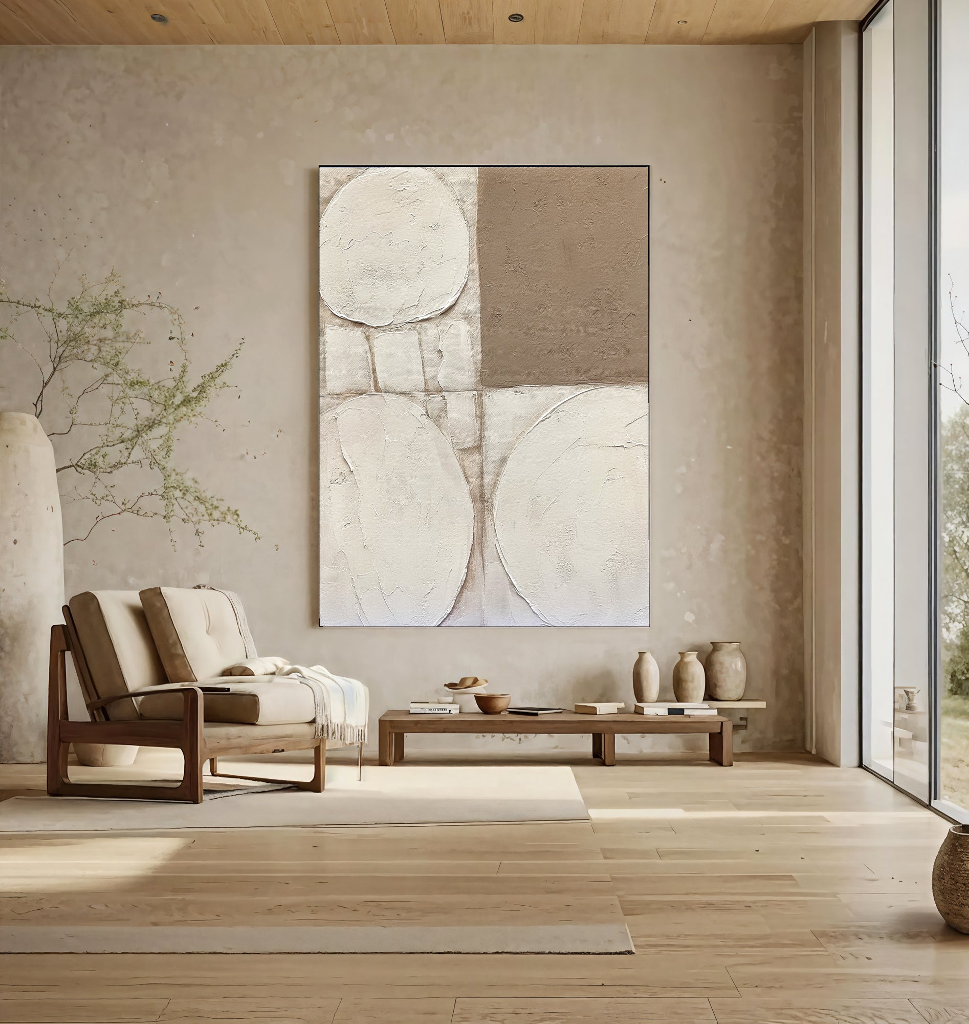 Textured Geometric Serenity | Beige Tones