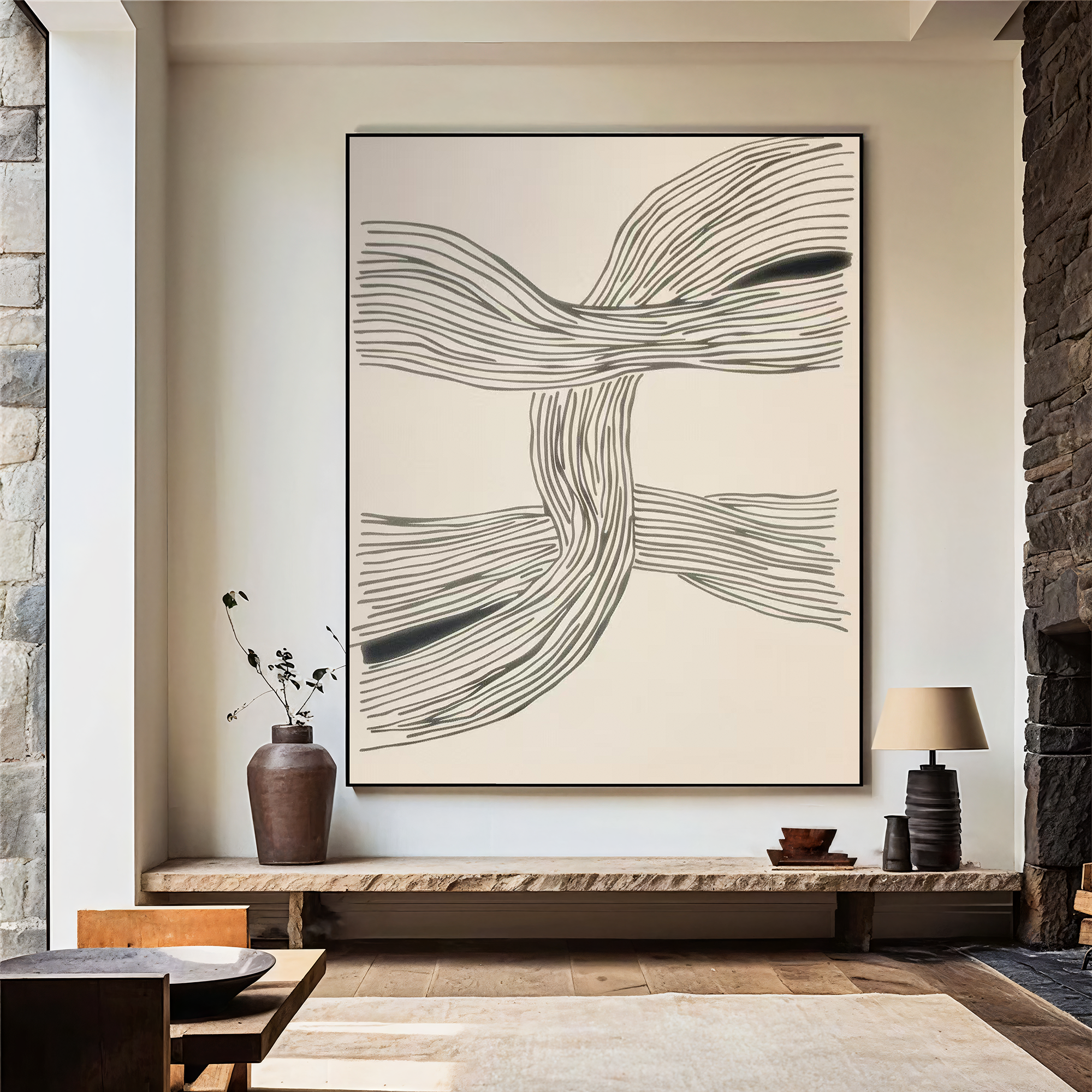 Textured Line Dynamism | Grey Beige