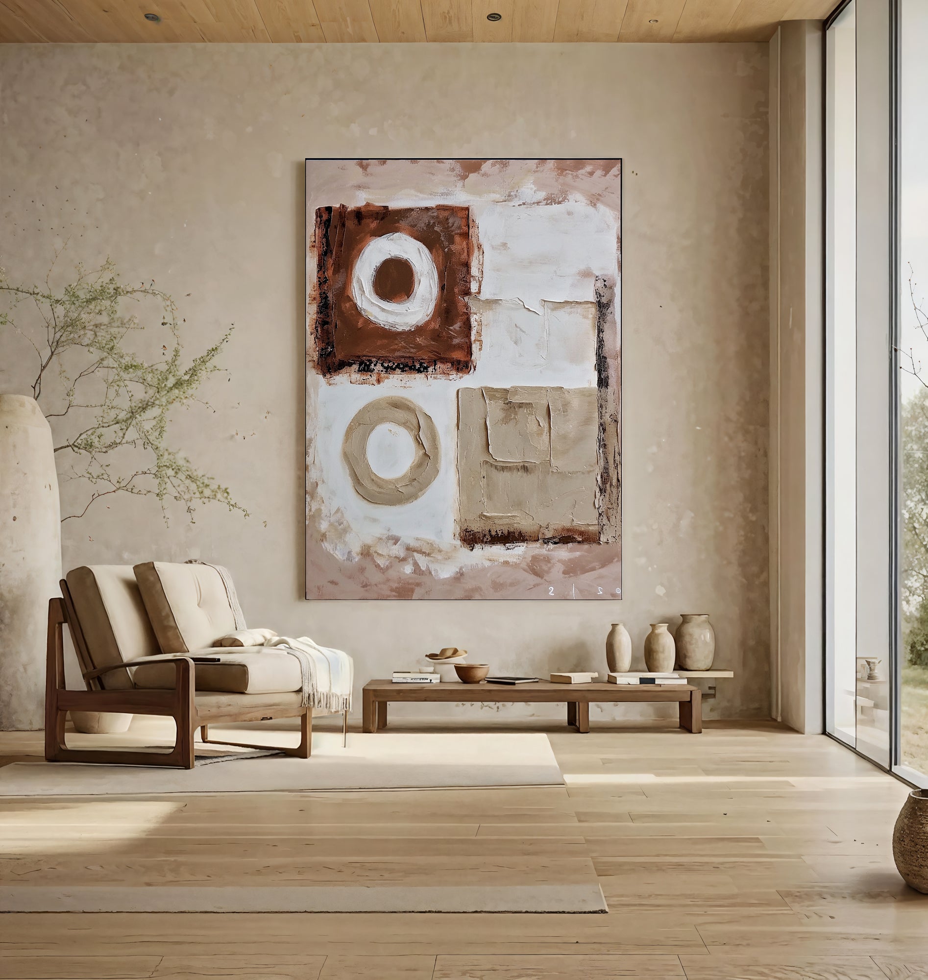 Textured Geometric Warmth | Beige Fusion