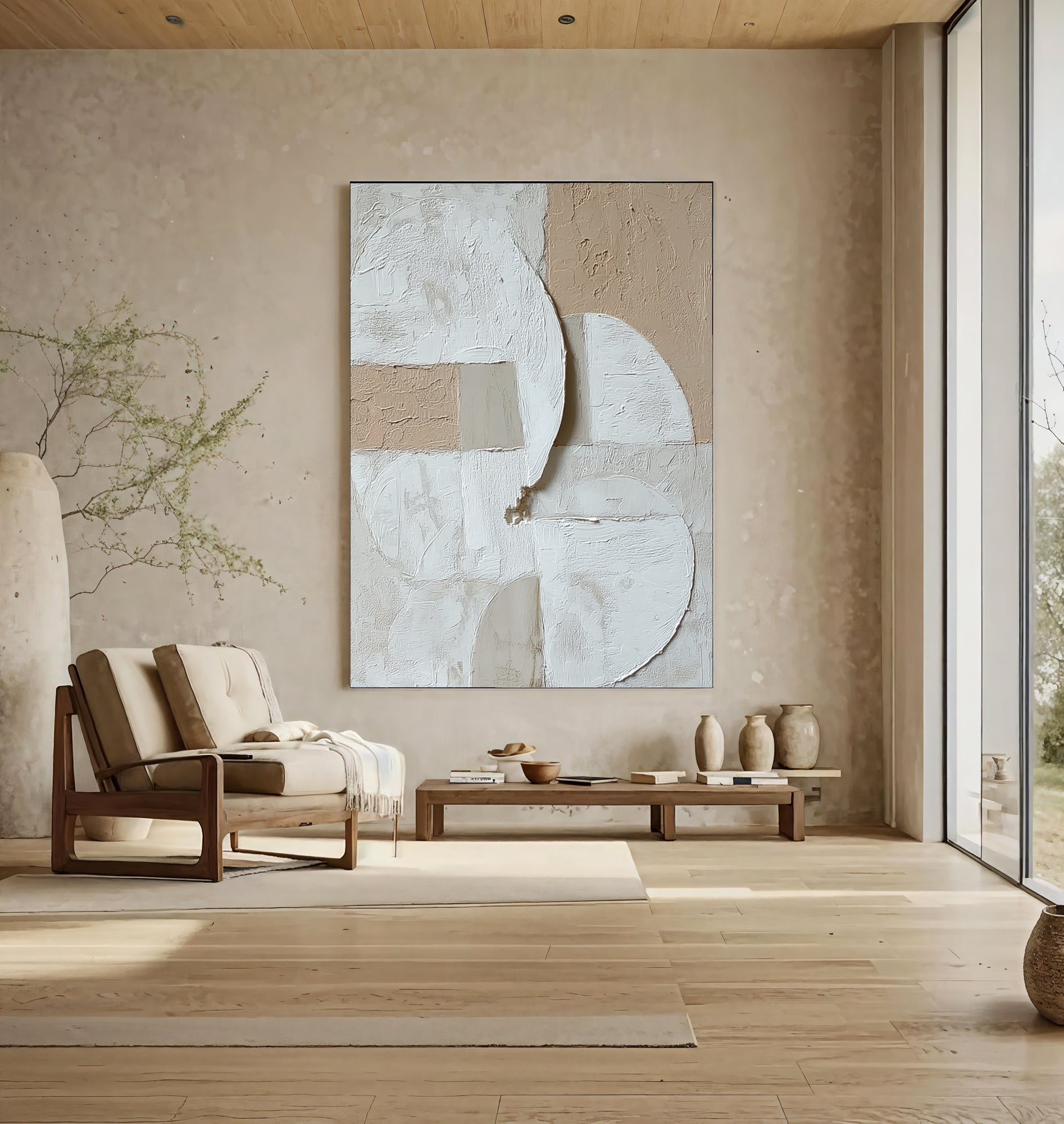 Textured Minimalist Opulence | Neutral Circle