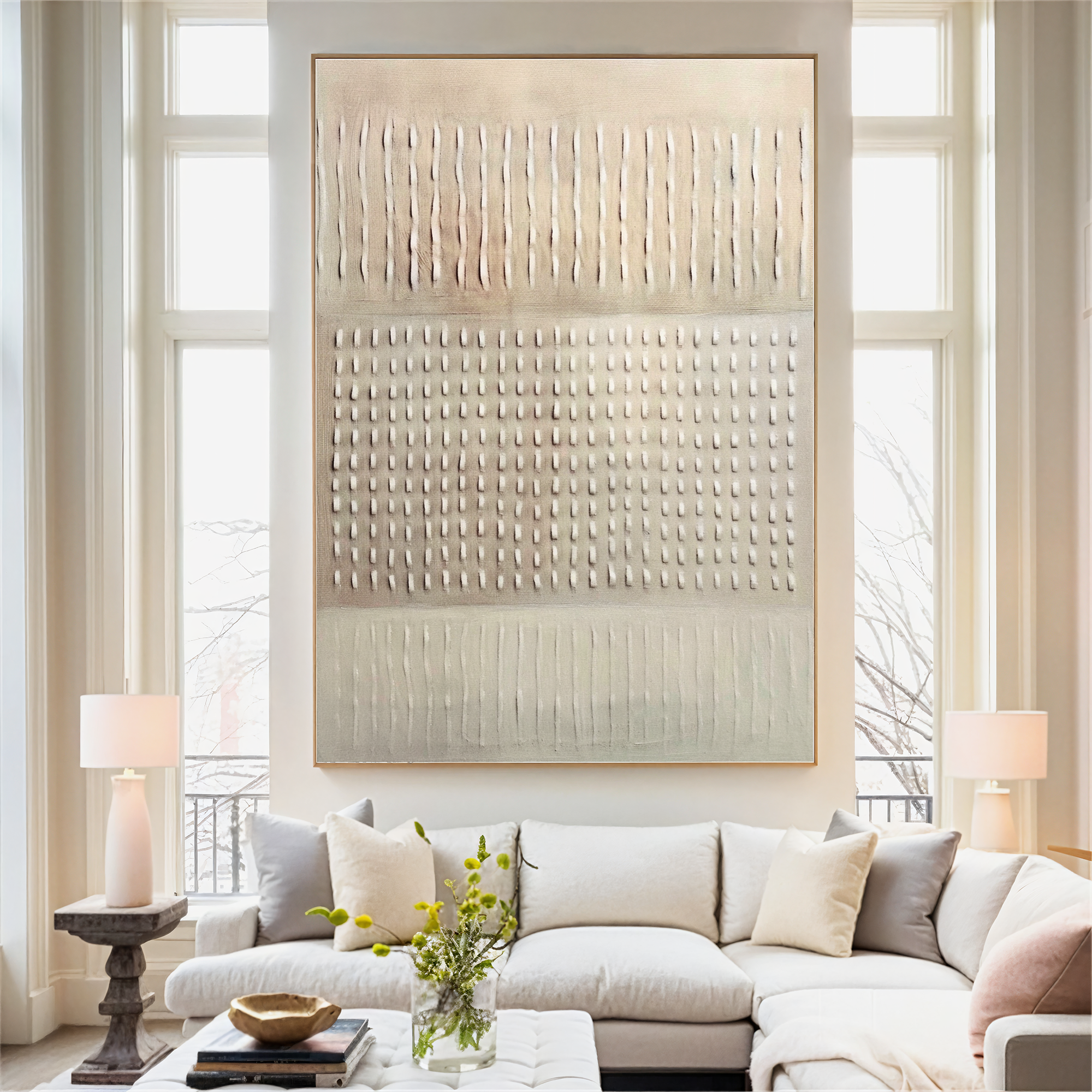 Textured Grid Elegance | Beige Rhythm