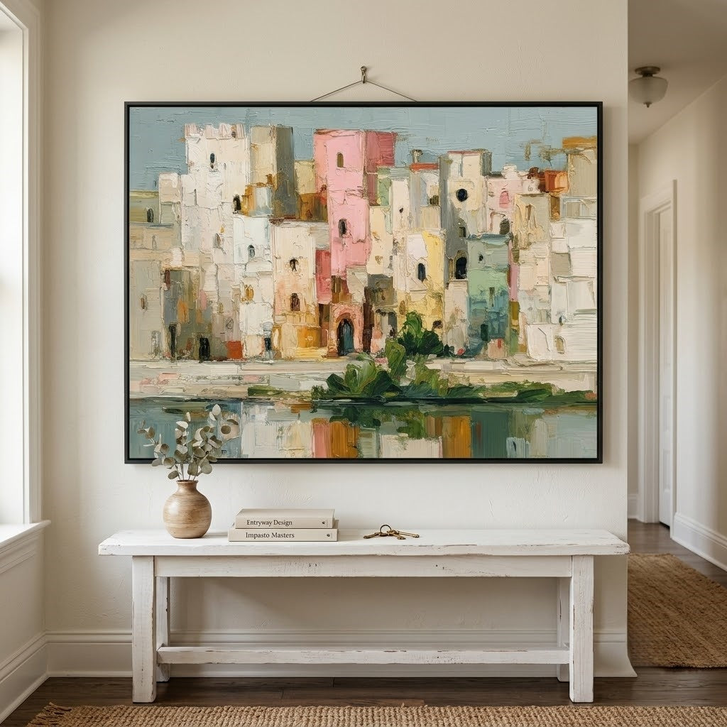 Impressionist Art | Pastel Waterfront Huts