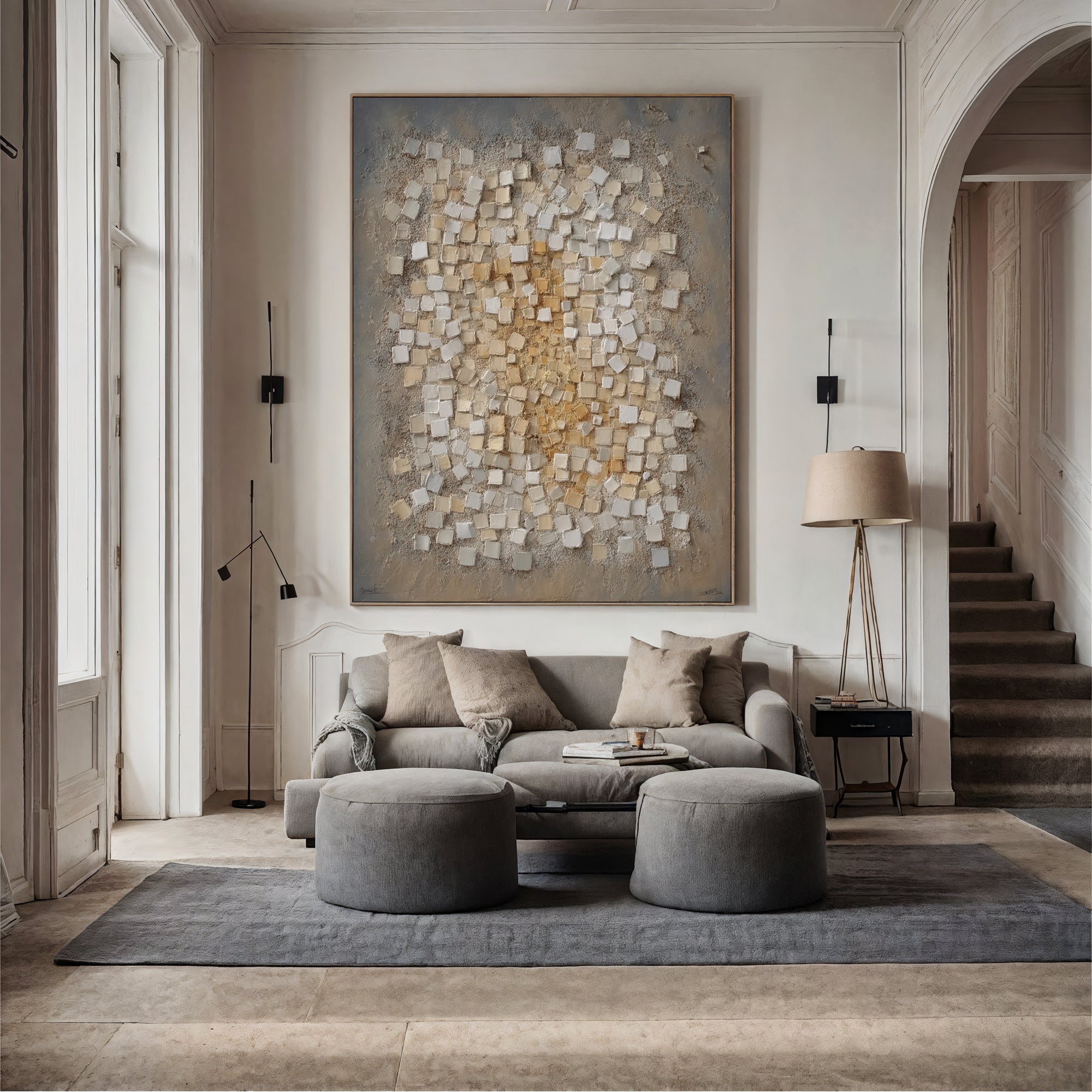 Textured Cubic Elegance | Grey Gold