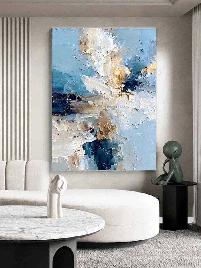 Textured Floral Azure | Gilded Bloom