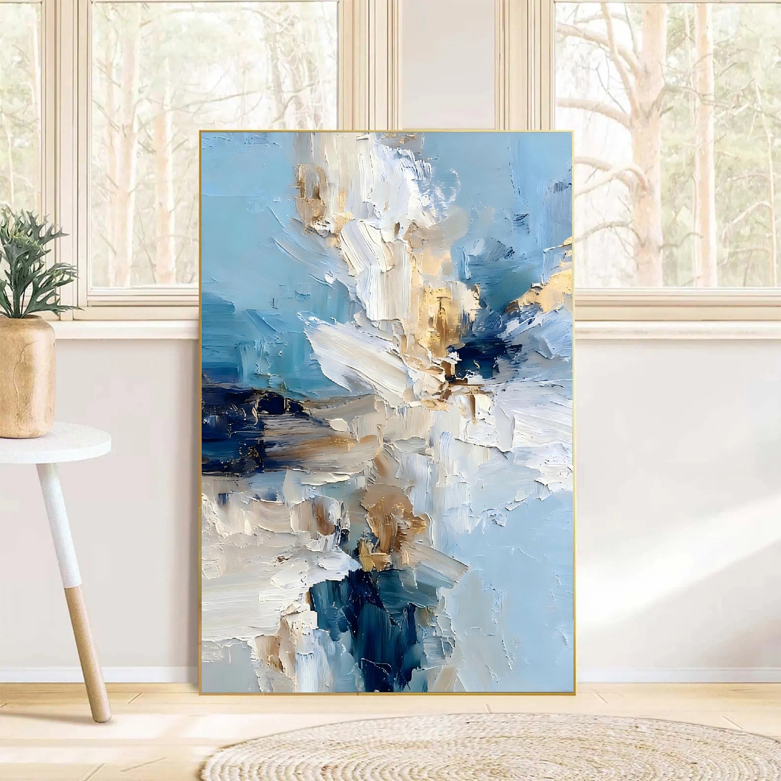 Textured Floral Azure | Gilded Bloom