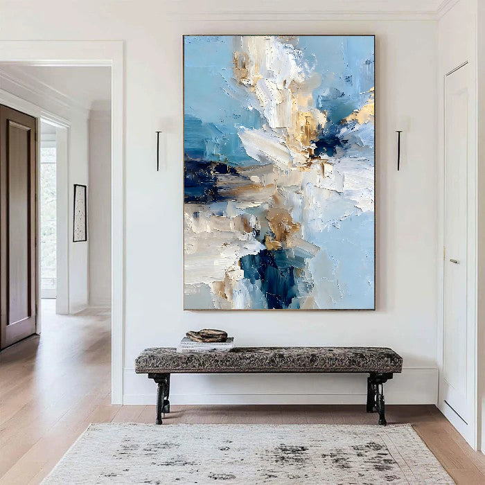 Textured Floral Azure | Gilded Bloom