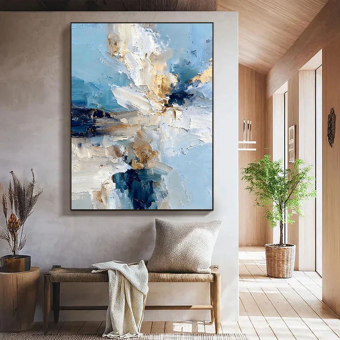 Textured Floral Azure | Gilded Bloom