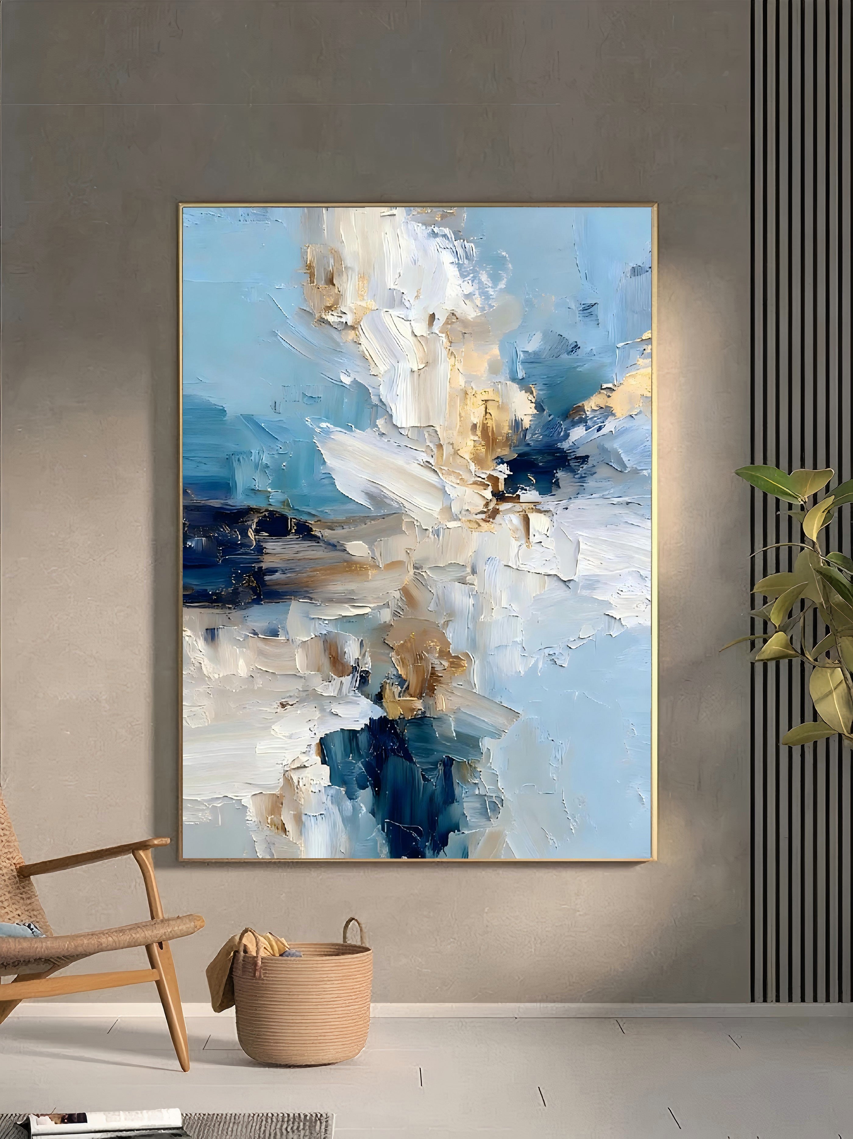 Textured Floral Azure | Gilded Bloom