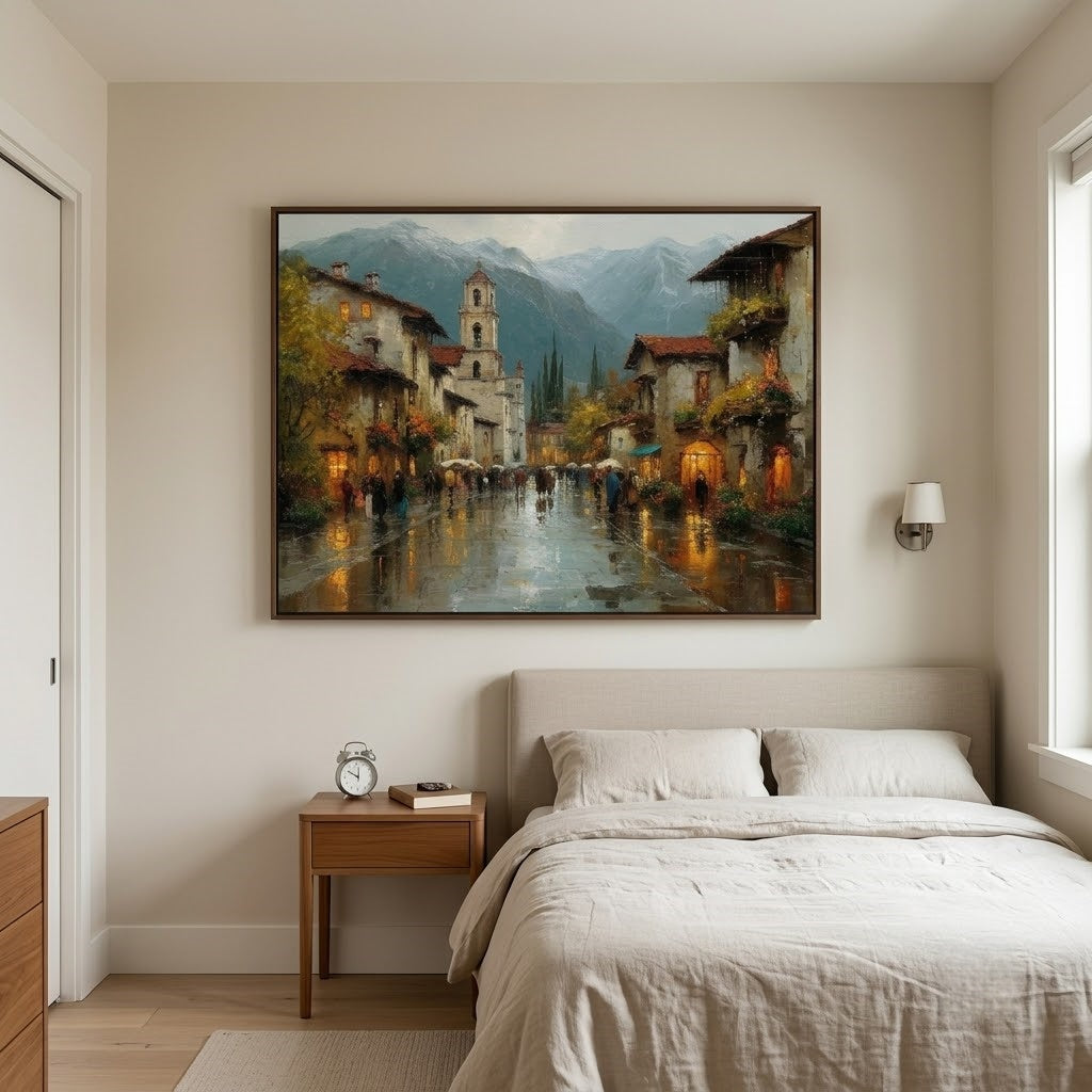 Impressionist Art | Mountain Rainy Boulevard