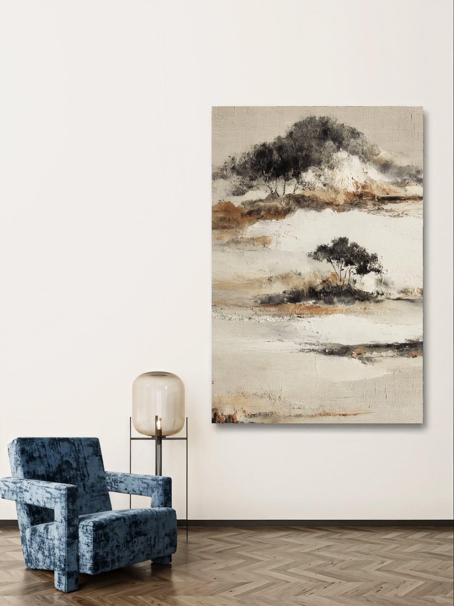 Textured Serene Landscape | Black Beige