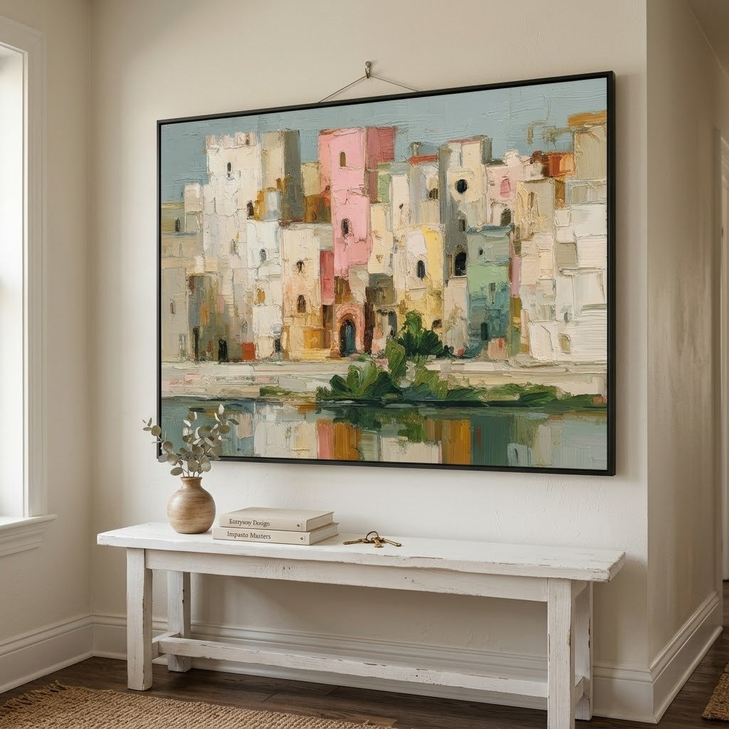 Impressionist Art | Pastel Waterfront Huts
