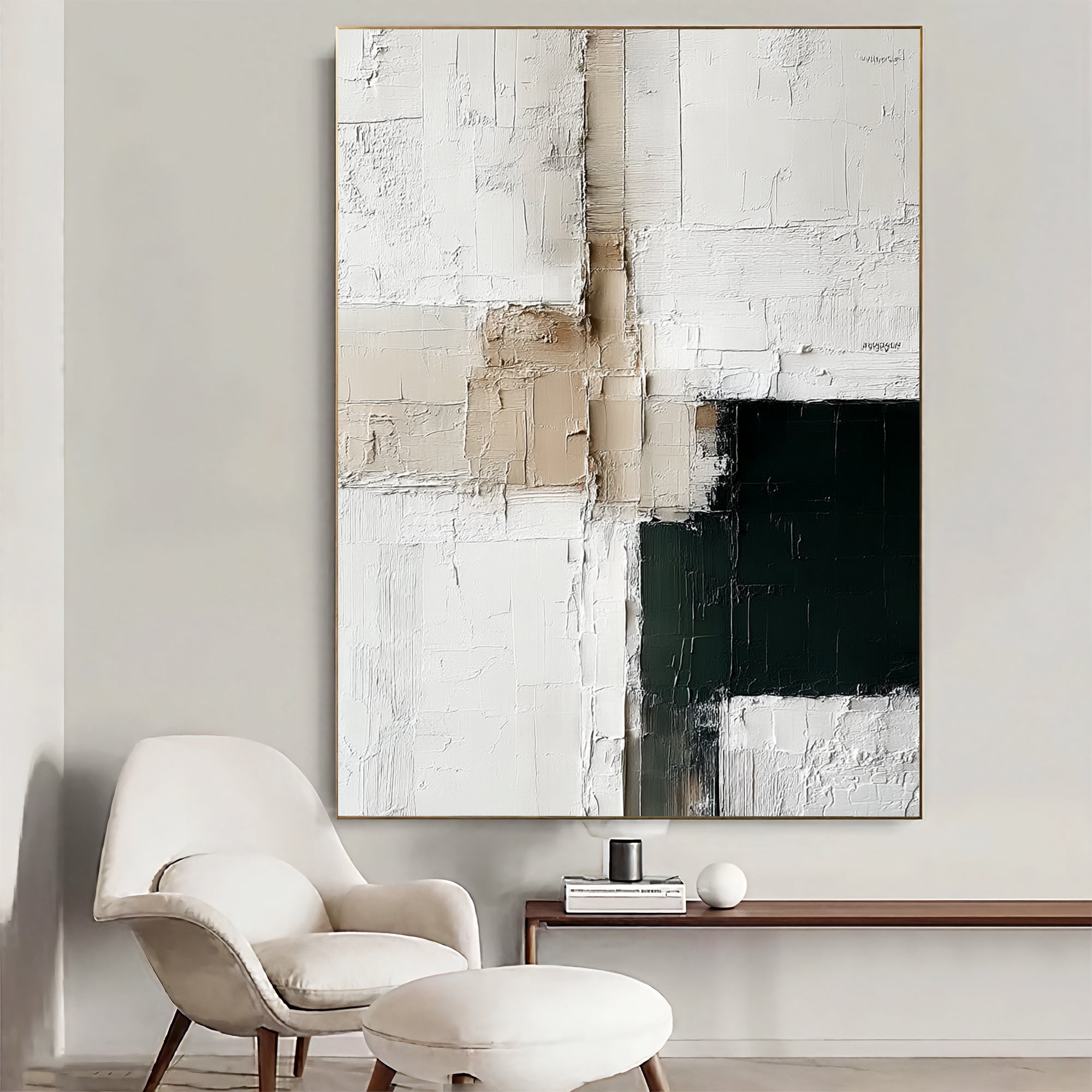 Textured Abstract Sophistication | Beige Green