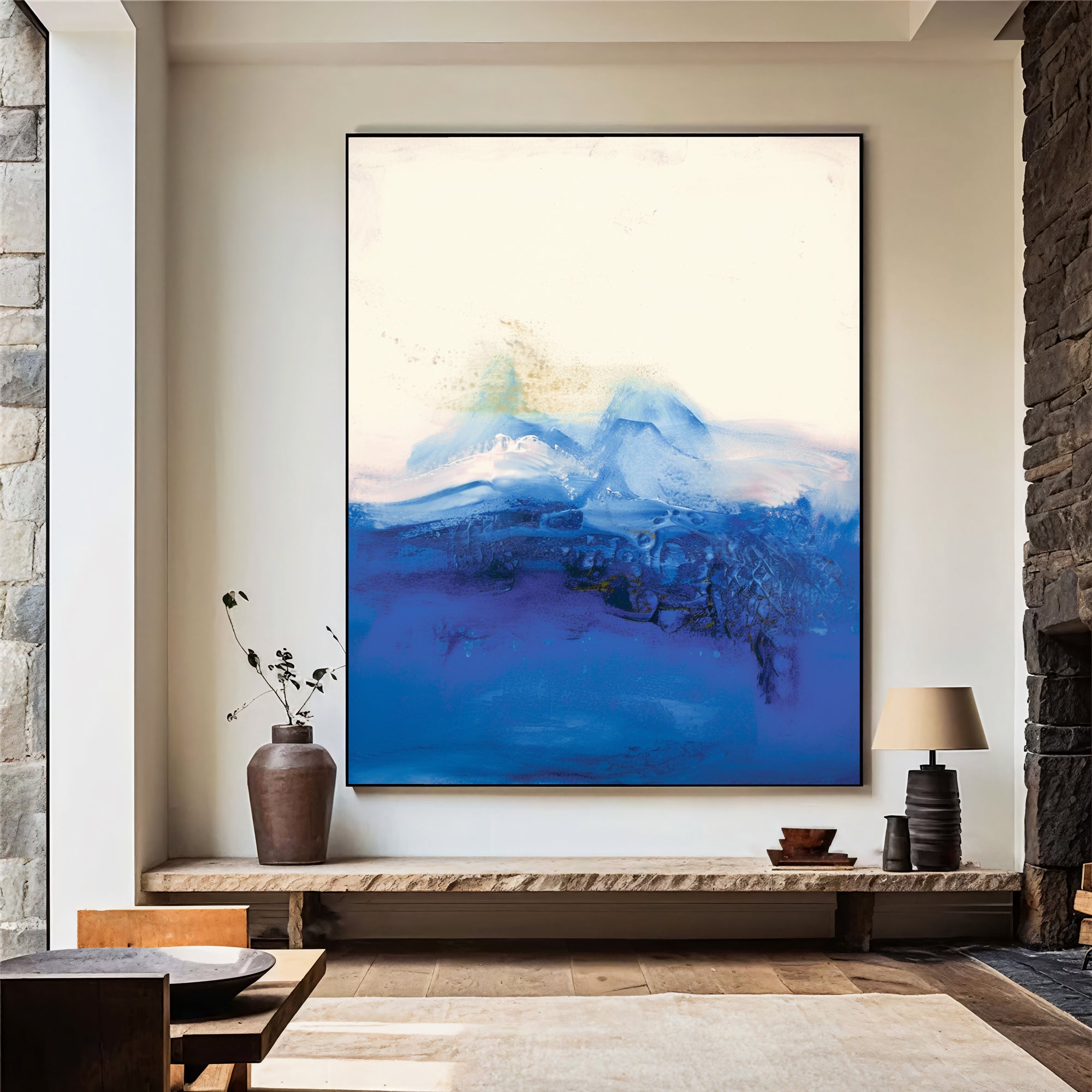 Textured Azure Opulence | Blue White