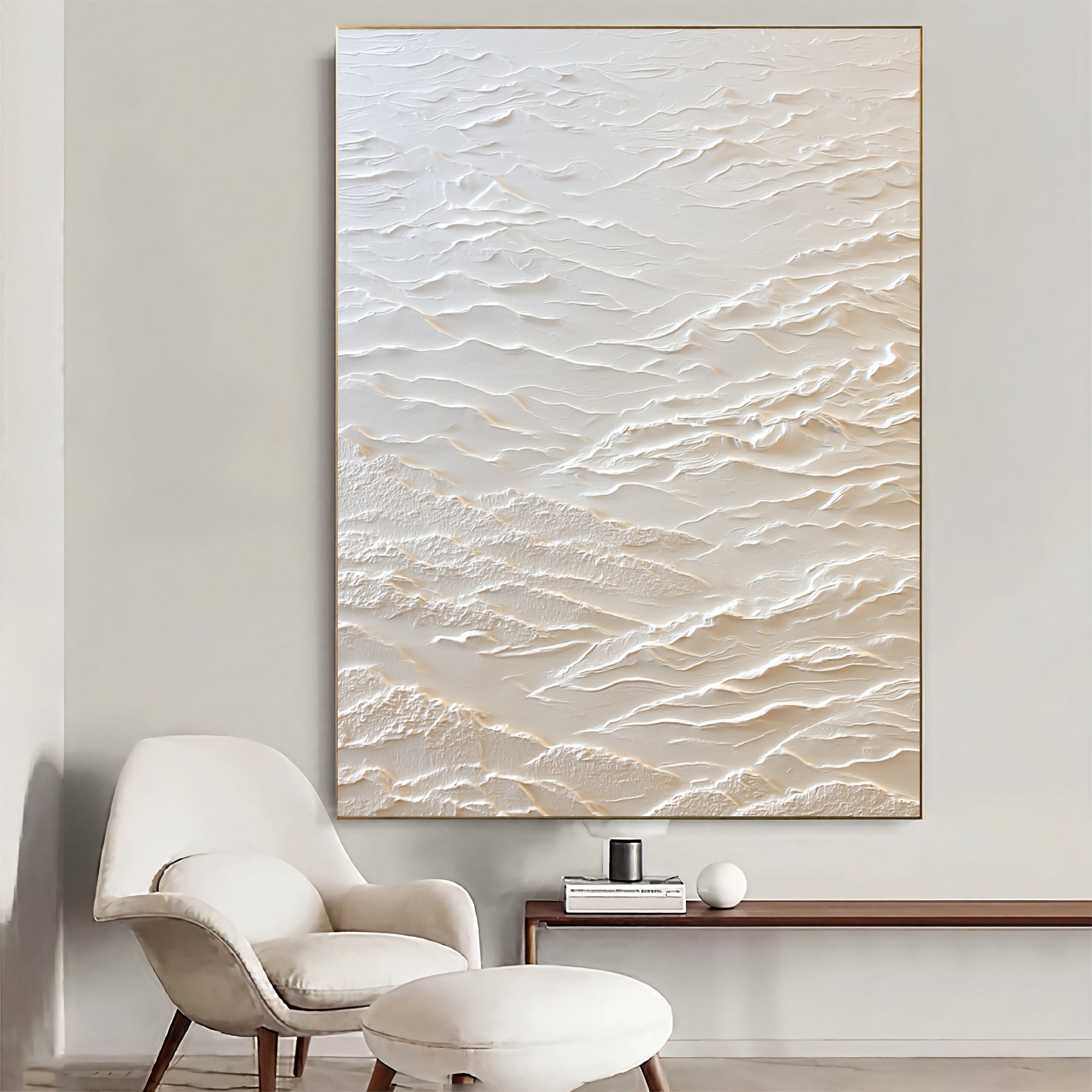 Textured Ivory Undulations | White Ridges