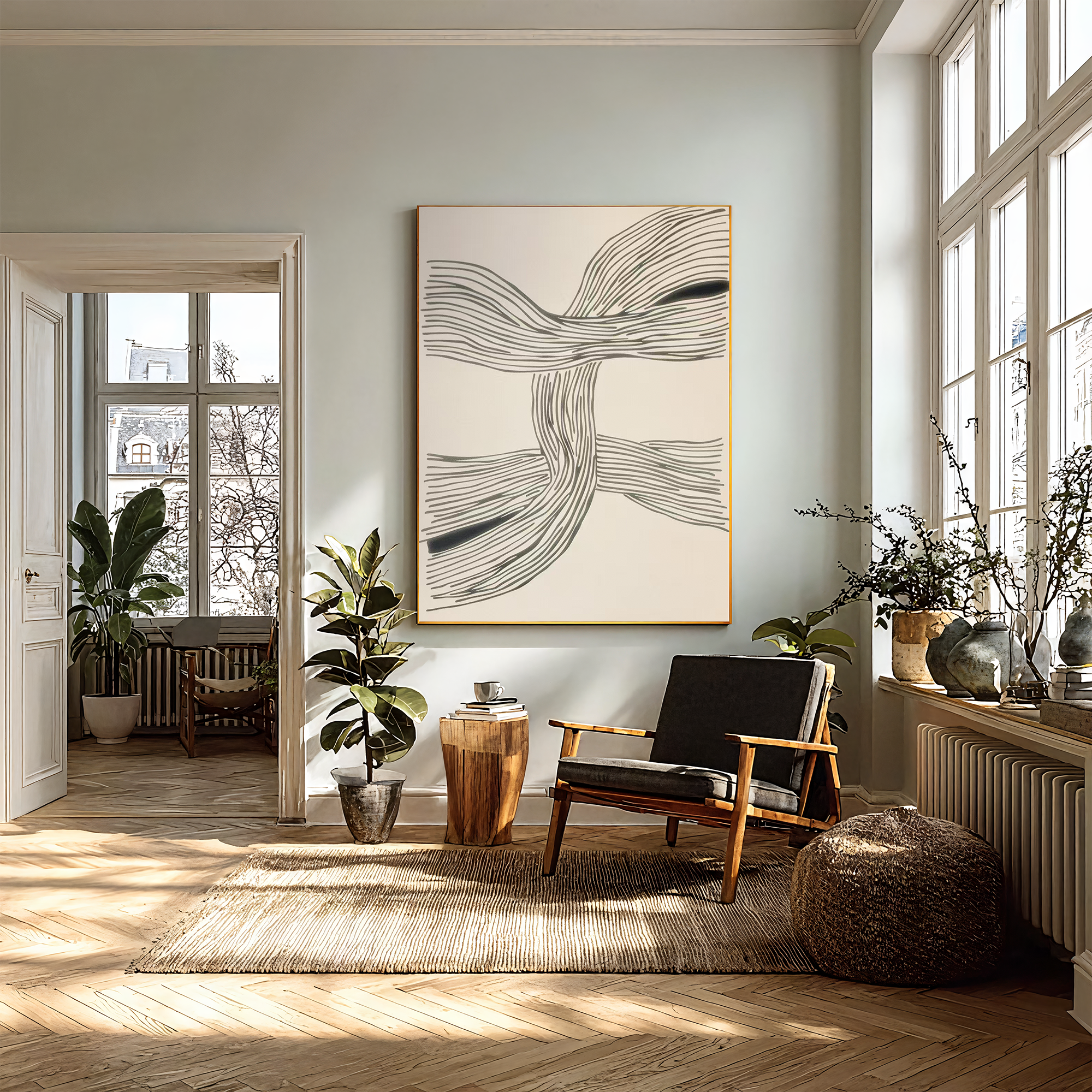 Textured Line Dynamism | Grey Beige