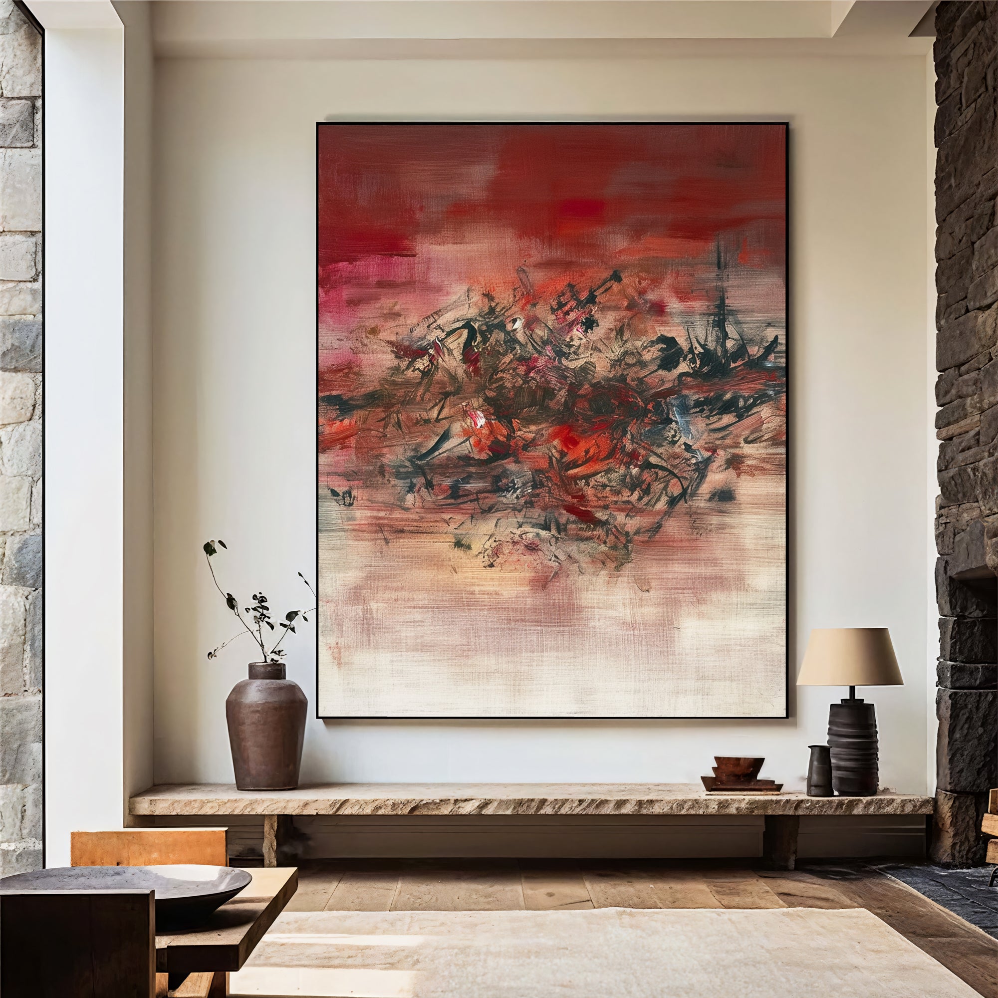 Textured Red Dynamism | Red Pink