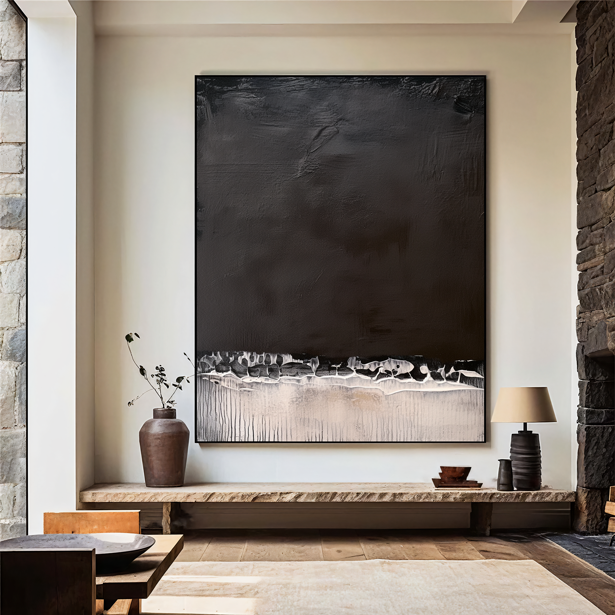 Textured Layered Drama | Black Beige