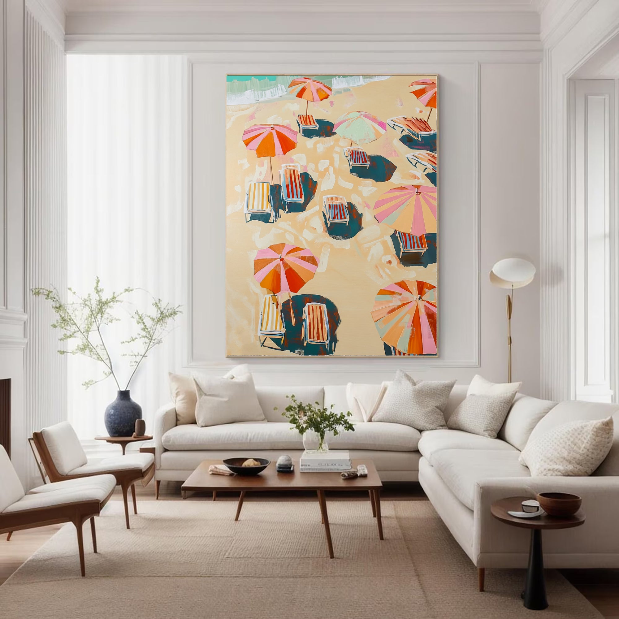 Textured Coastal Cheer | Vibrant Umbrellas