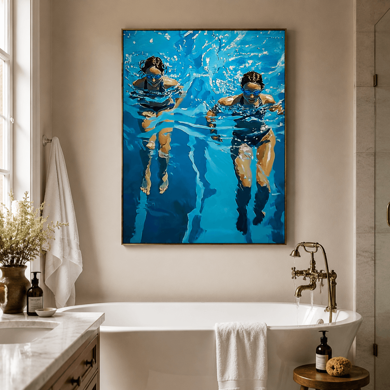 Impressionist Art | Twin Pool Swimmers