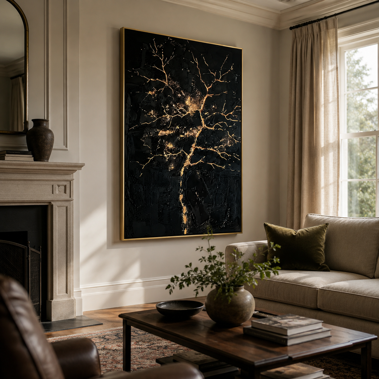 Textured Arbor Opulence | Black Gold
