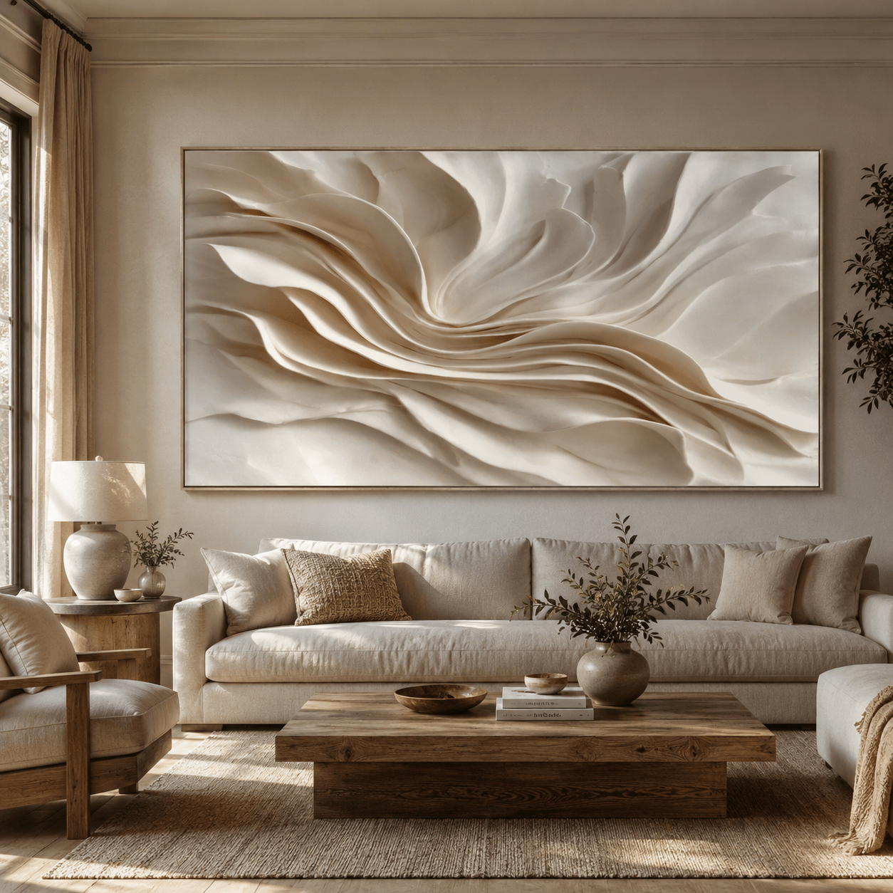 Textured Fluid Petals | Ivory Cream