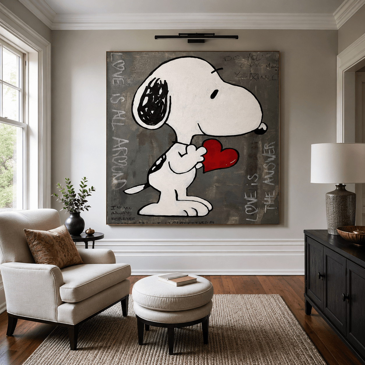 Strukturierte romantische Graffiti | Snoopy Herz