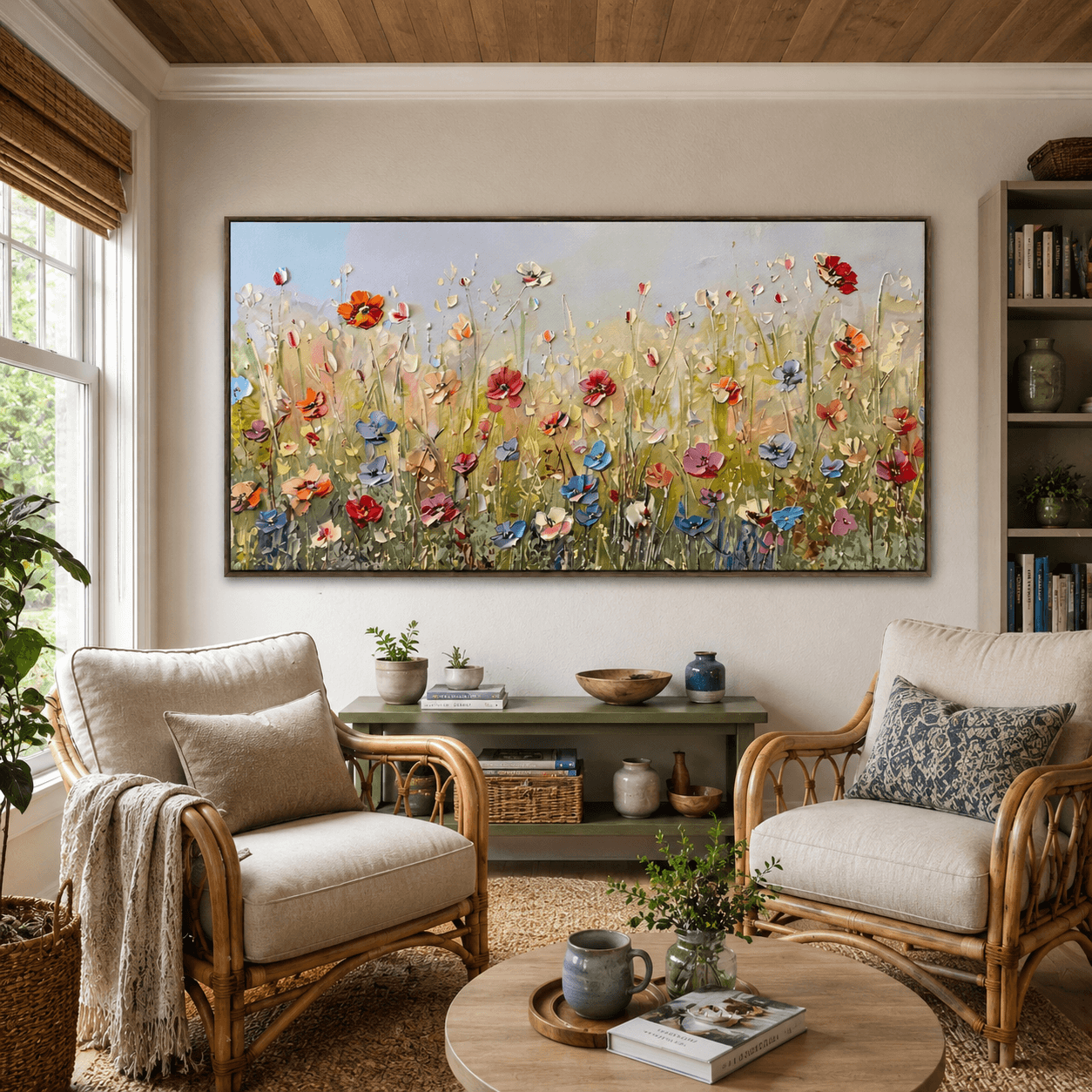 Strukturierte Blumenwiese | Lebendige Blütenfarben