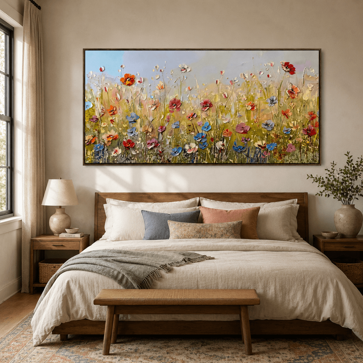 Strukturierte Blumenwiese | Lebendige Blütenfarben