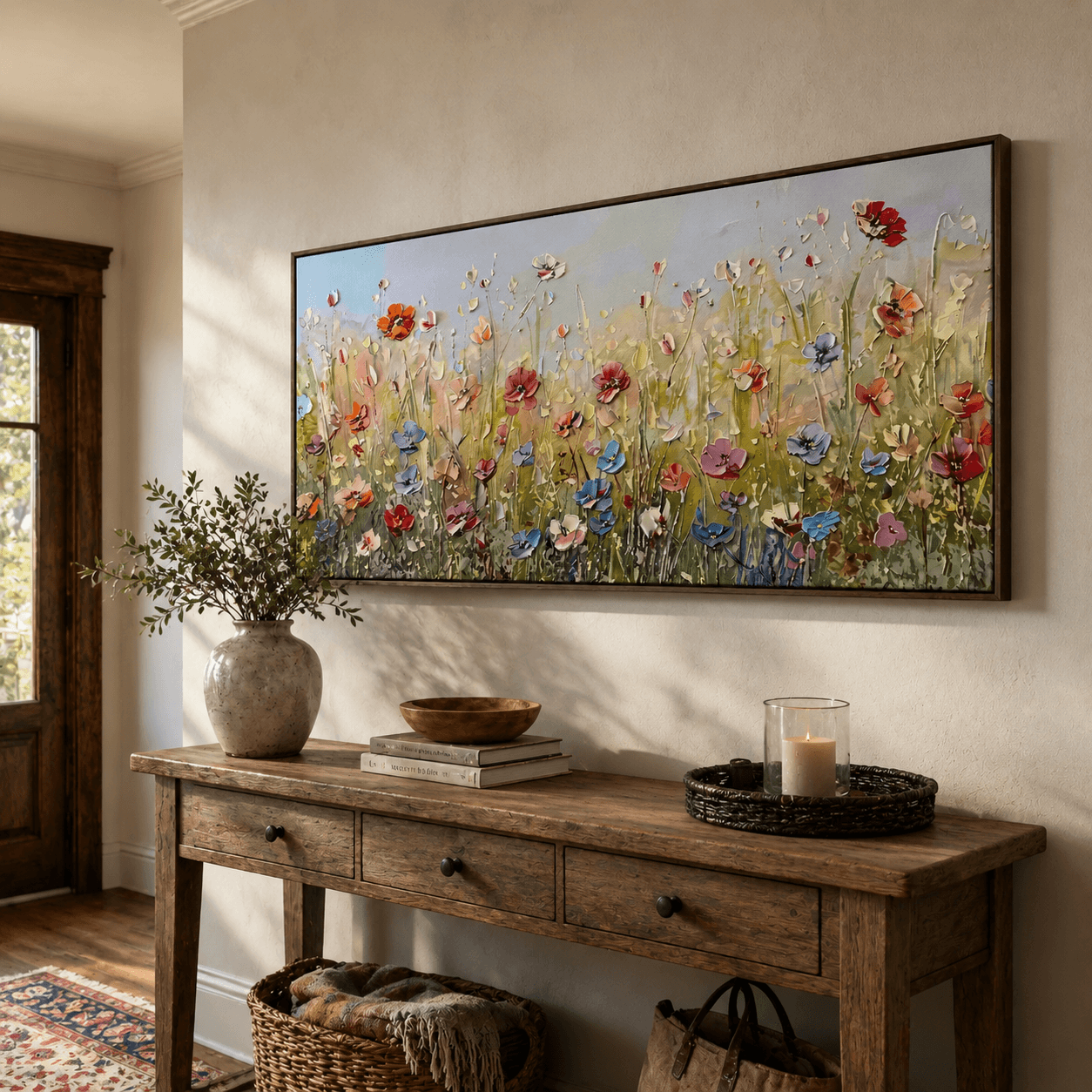 Strukturierte Blumenwiese | Lebendige Blütenfarben