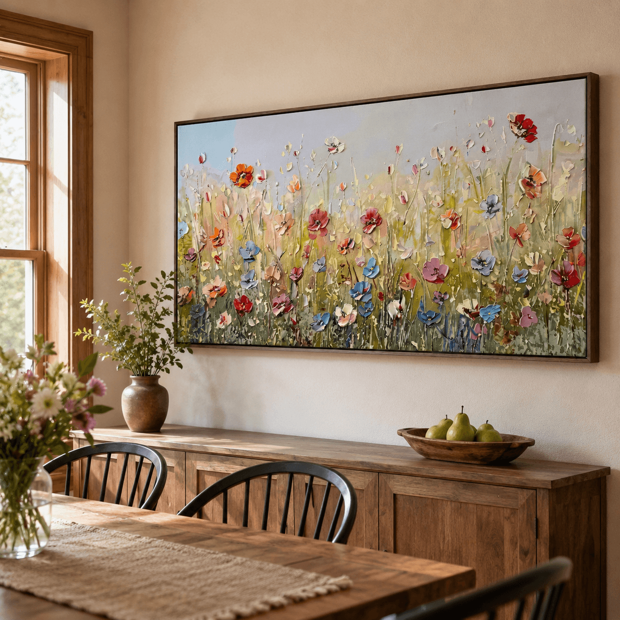 Strukturierte Blumenwiese | Lebendige Blütenfarben