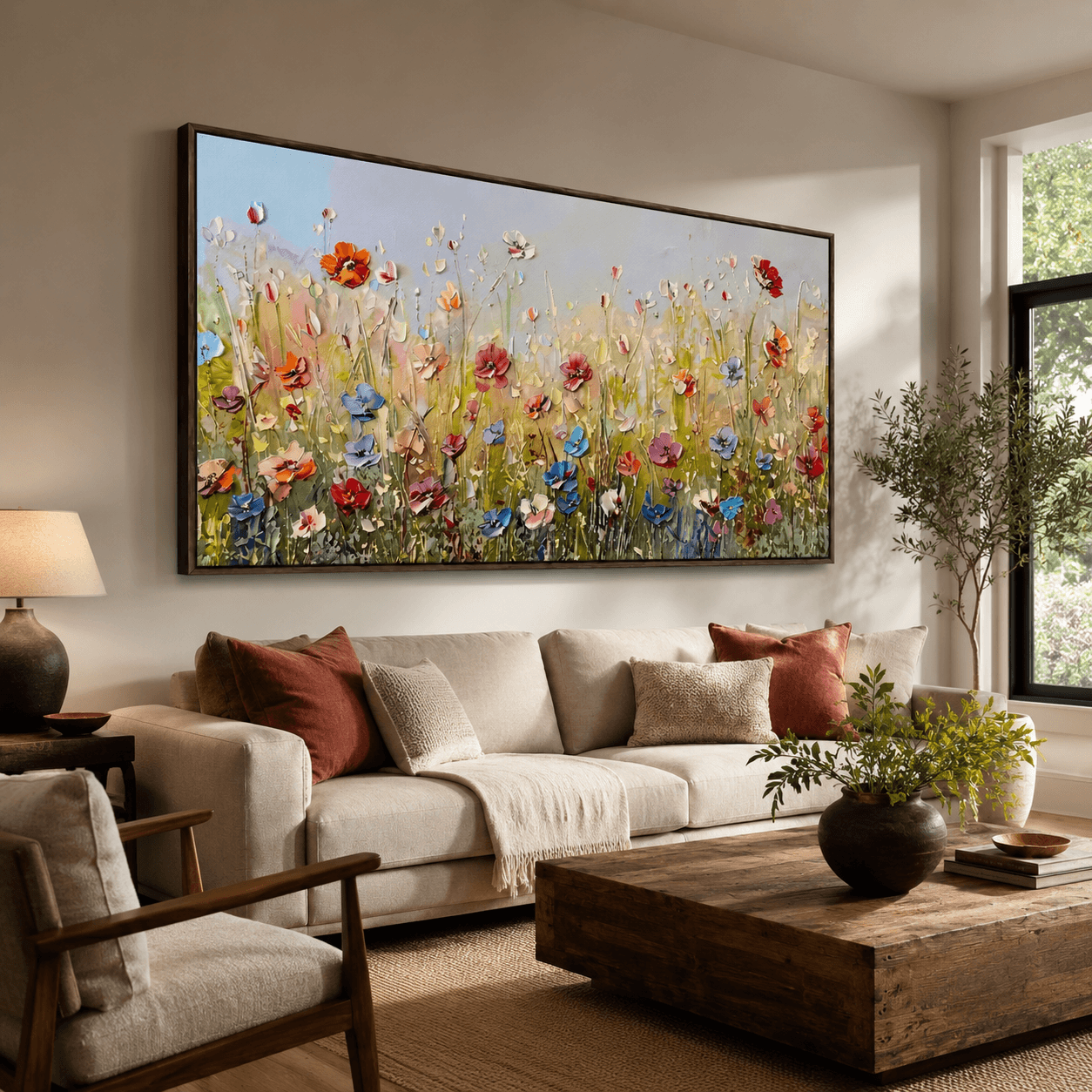 Strukturierte Blumenwiese | Lebendige Blütenfarben