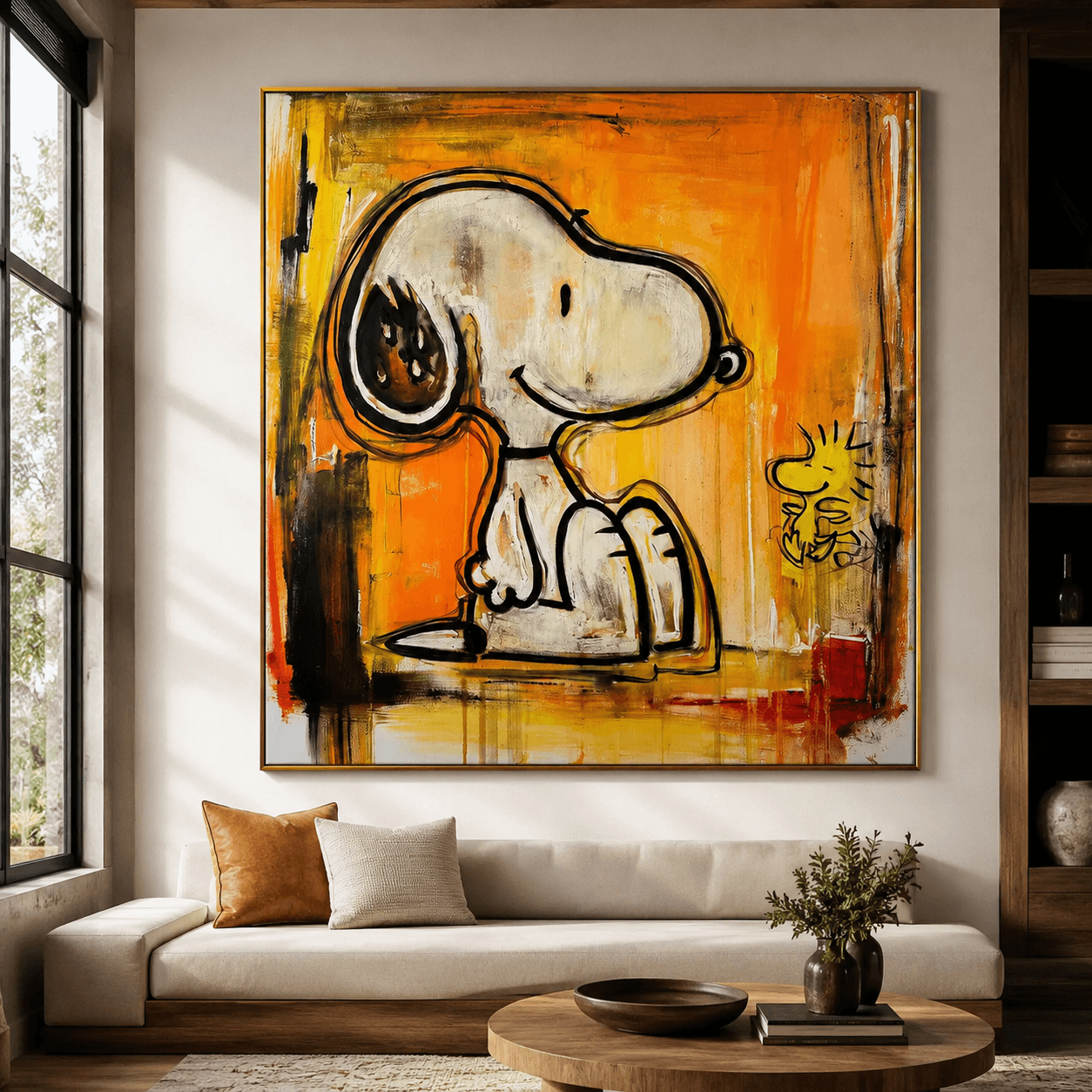 Textured Snoopy Duo | Orange Backdrop
