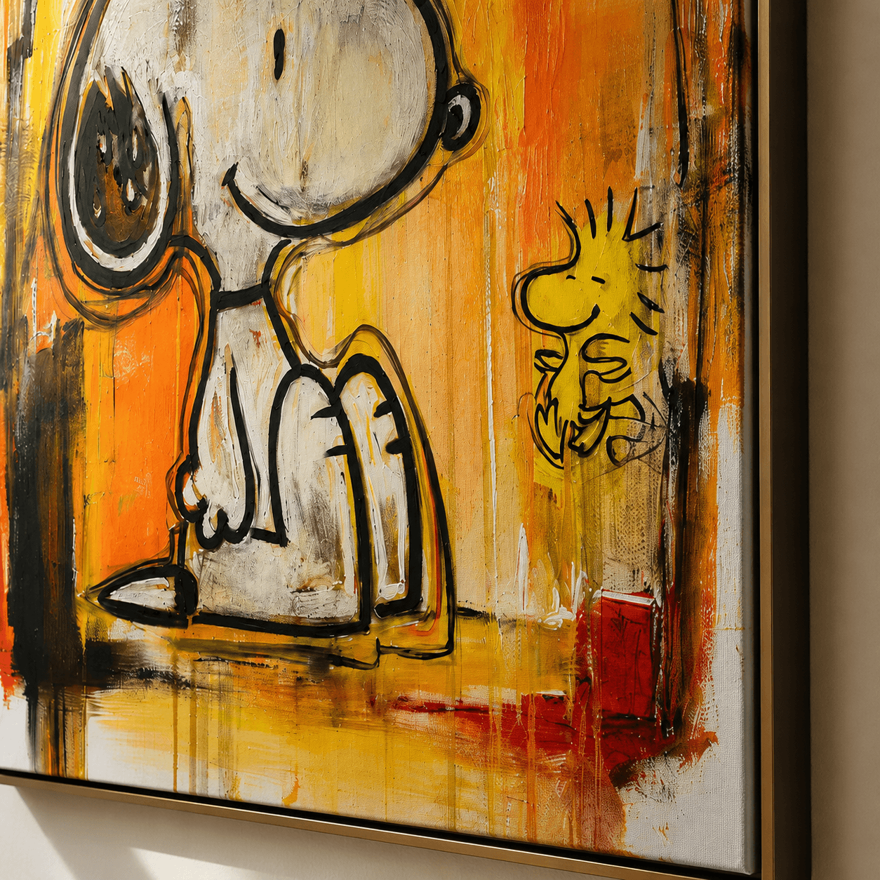 Textured Snoopy Duo | Orange Backdrop