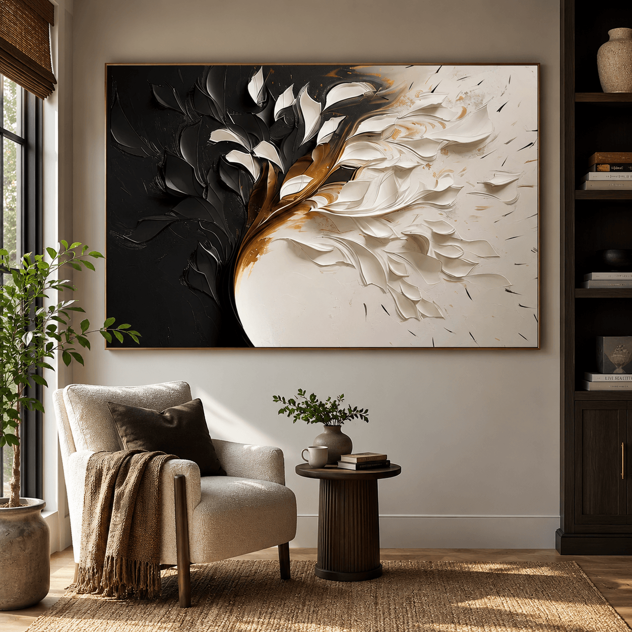 Textured Monochrome Floral | Black White