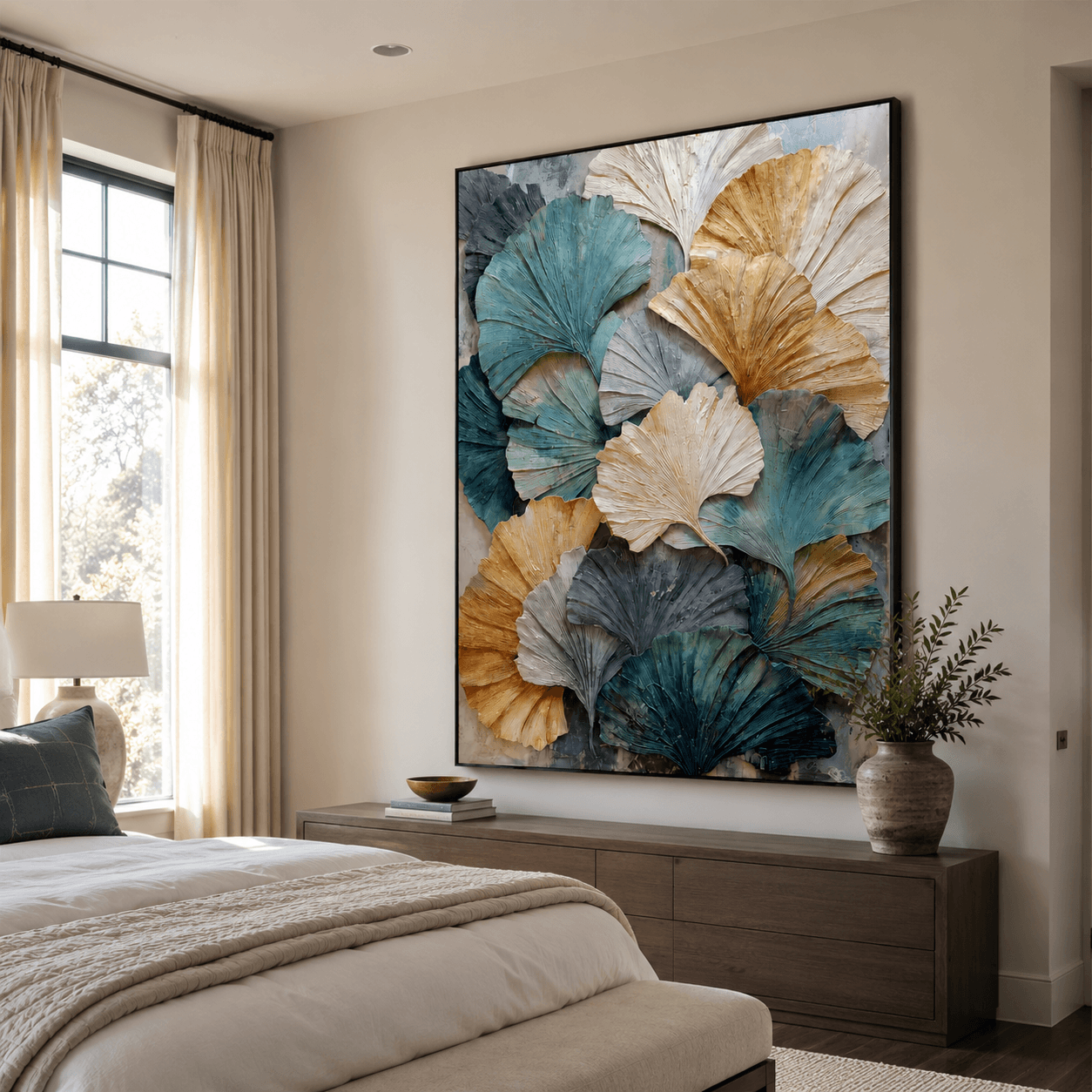Texturierte Ginkgo-Kunst | Naturinspirierte Tiefe