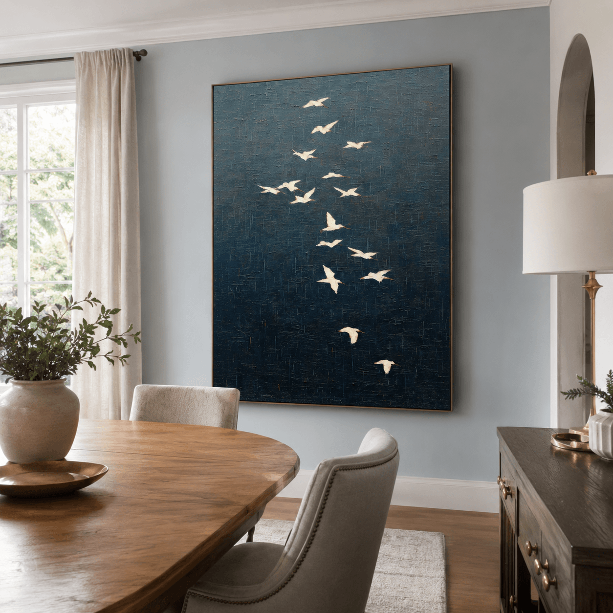 Vogelschwarm-Kunst | Stimmungsvolle, elegante Ausstrahlung