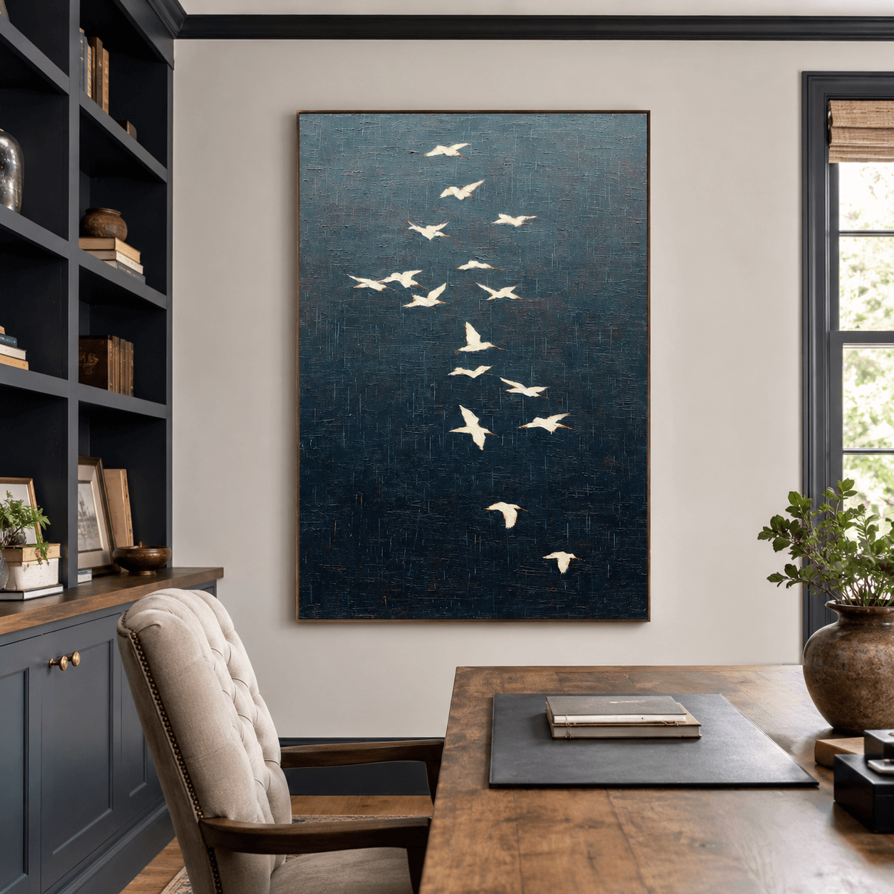 Vogelschwarm-Kunst | Stimmungsvolle, elegante Ausstrahlung