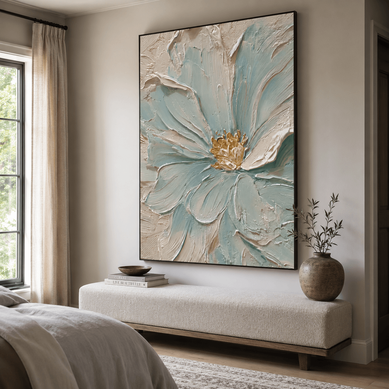 Textured Aqua Blooms | Gilded Core