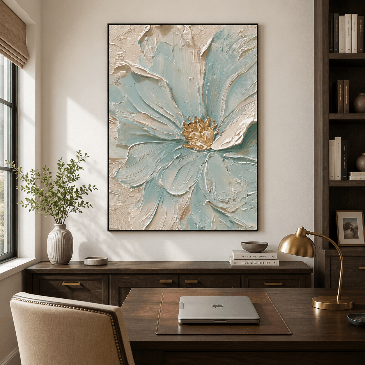 Textured Aqua Blooms | Gilded Core