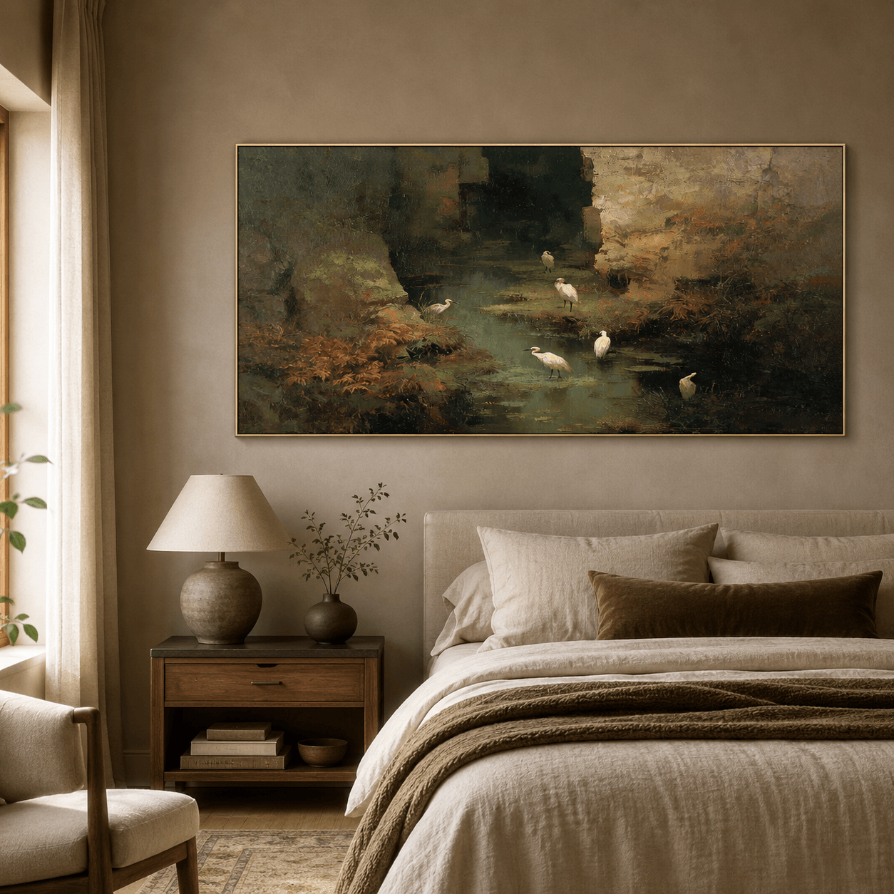 Textured Grotto Solitude | White Egrets