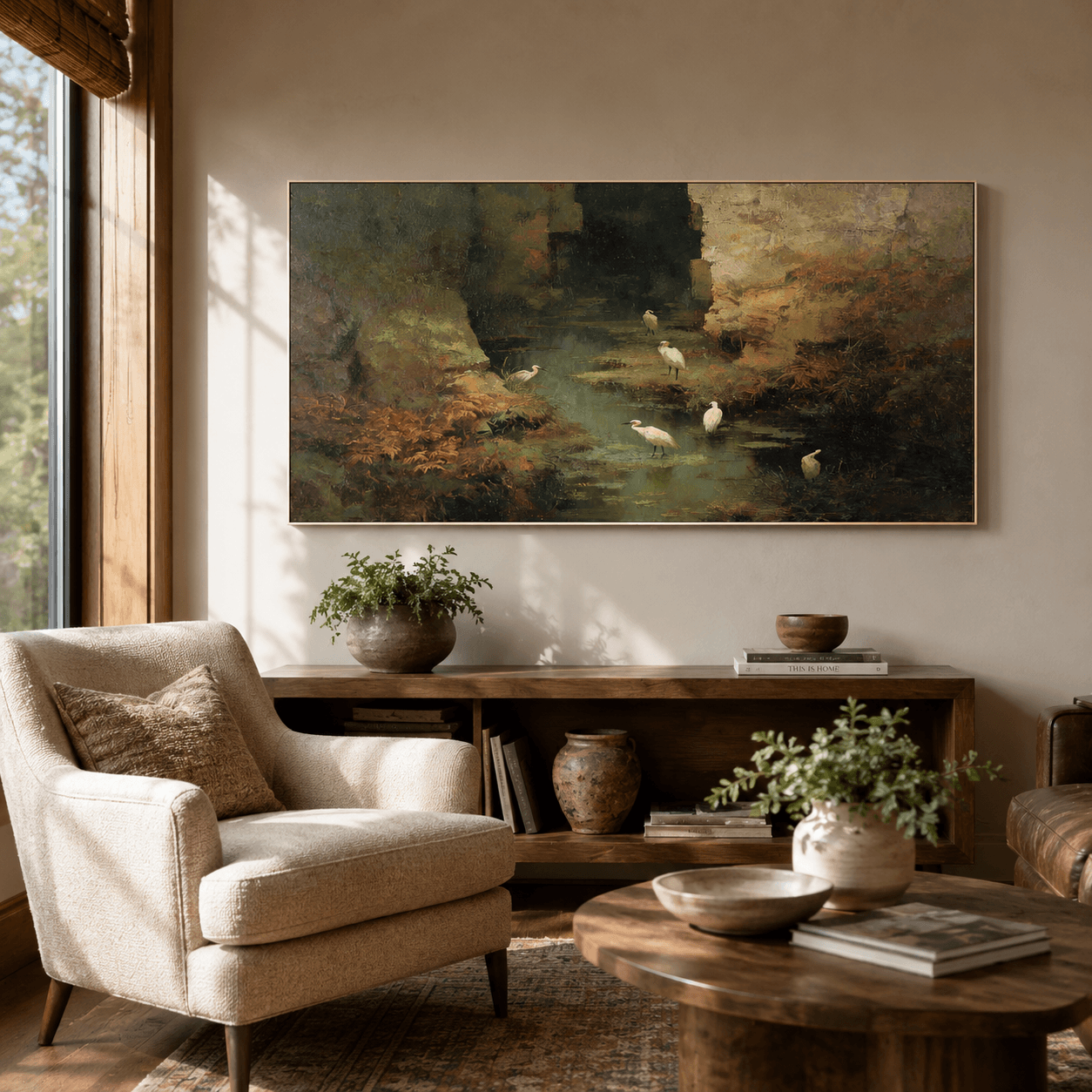Textured Grotto Solitude | White Egrets