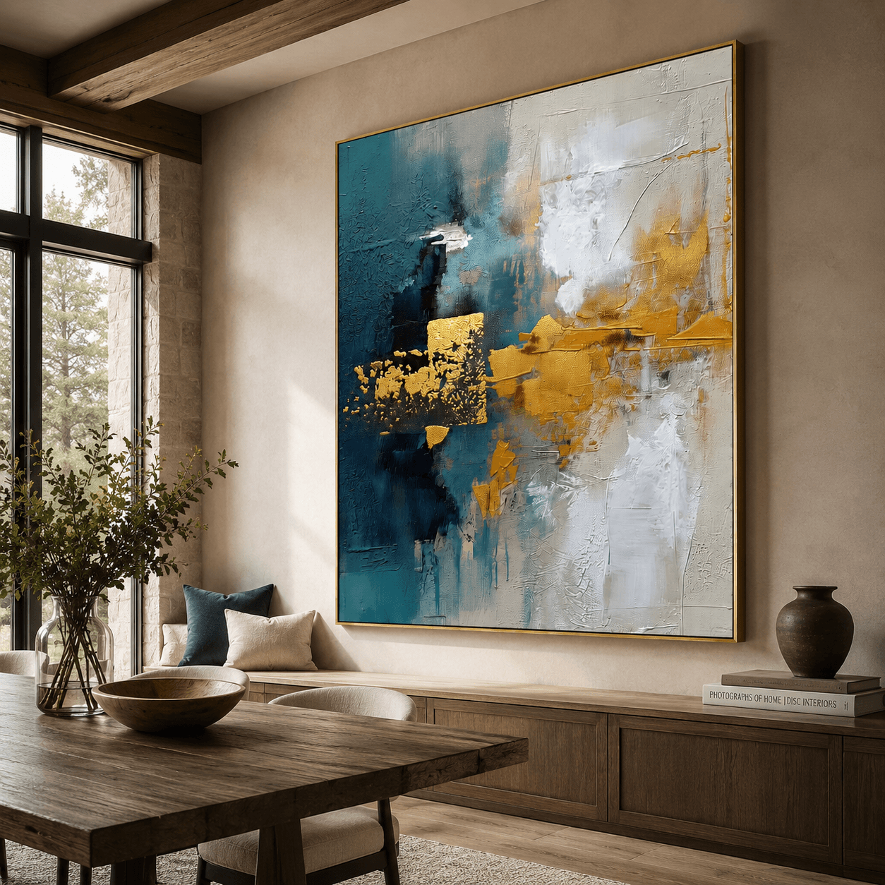 Texturierte abstrakte Opulenz | Blau Gold