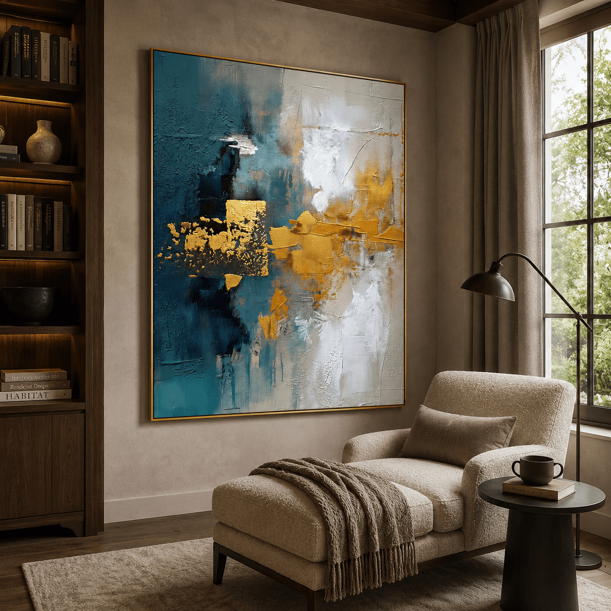 Texturierte abstrakte Opulenz | Blau Gold