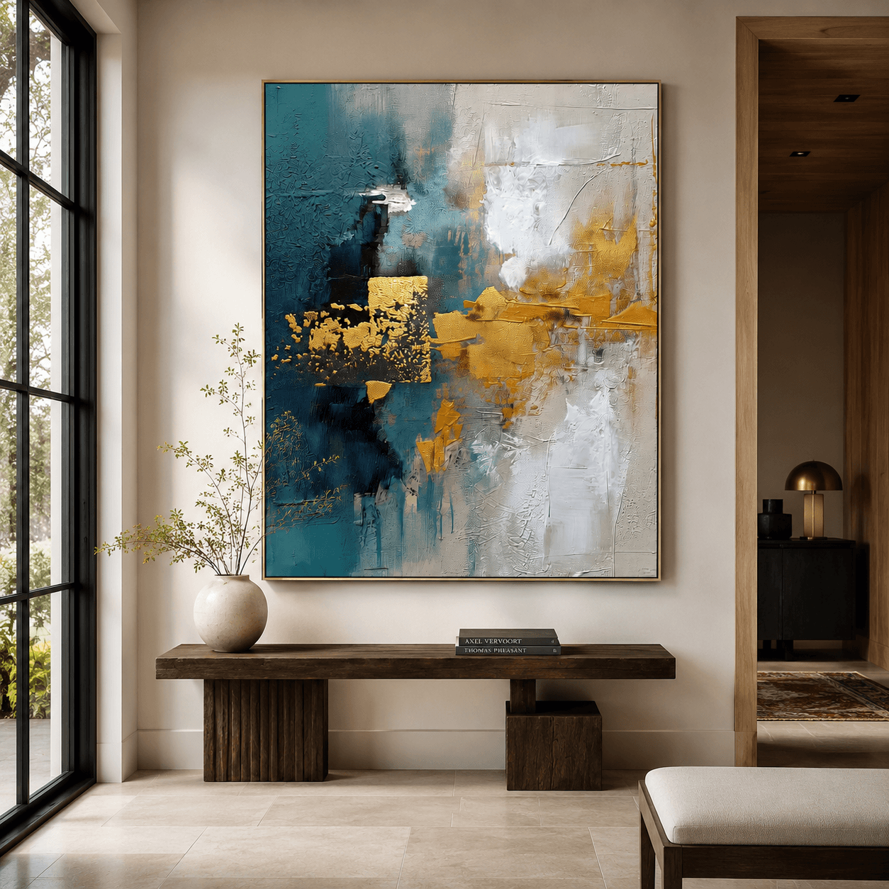Texturierte abstrakte Opulenz | Blau Gold