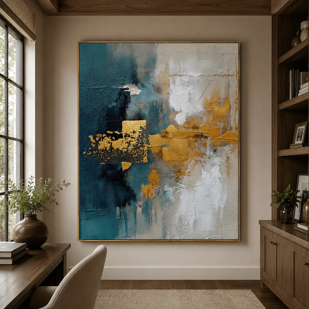 Texturierte abstrakte Opulenz | Blau Gold