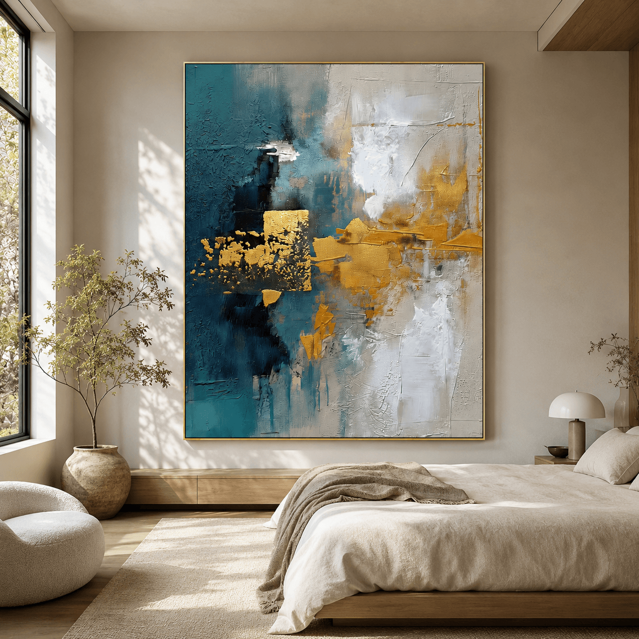 Texturierte abstrakte Opulenz | Blau Gold