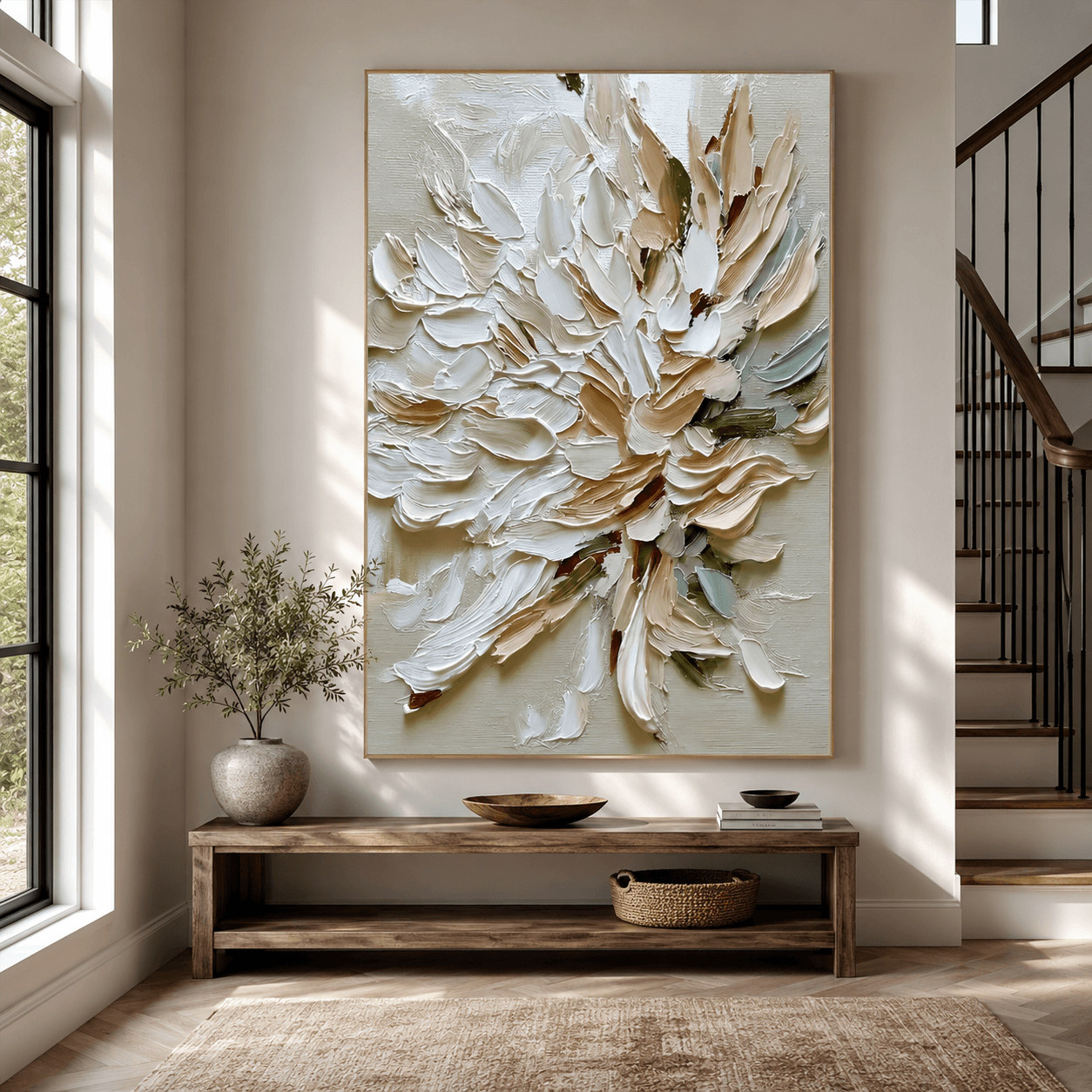 Textured Floral Elegance | Beige Blossom